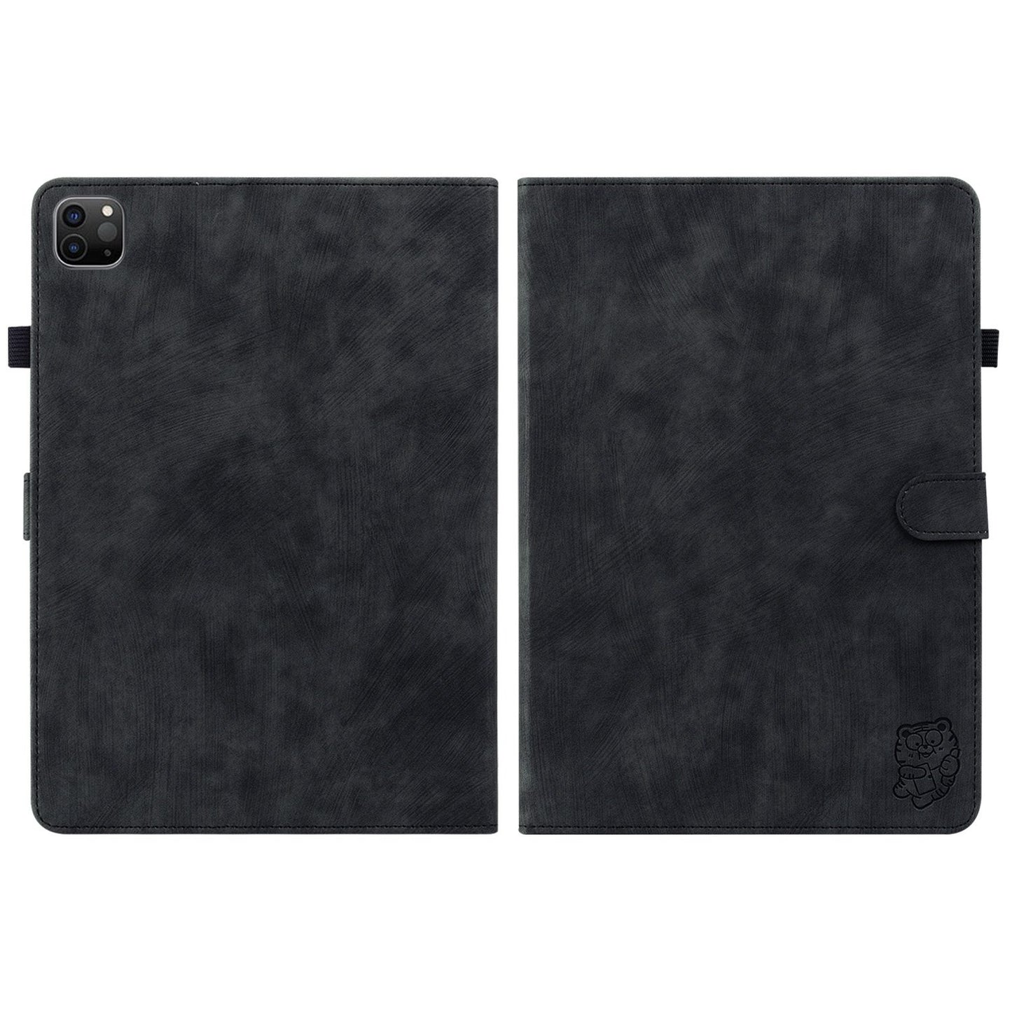 For iPad Air (2020) / (2022) / Pro 11-inch (2018) / (2020) / (2021) Anti-Fall Case Cute Tiger Pattern Imprinted TPU+PU Leather Cover with Stand / Card Slot, Auto Wake / Sleep Tablet Case