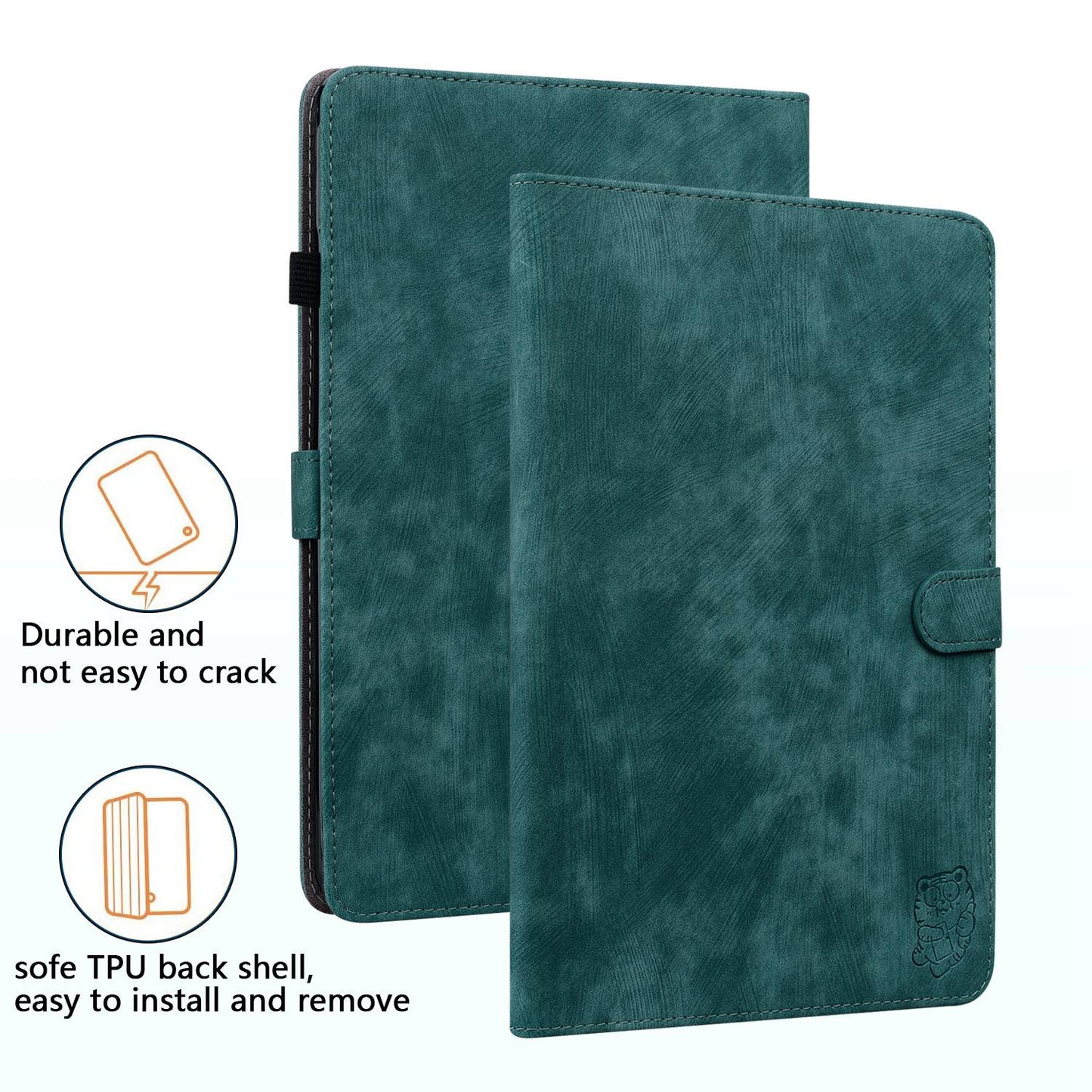 For iPad Air (2020) / (2022) / Pro 11-inch (2018) / (2020) / (2021) Anti-Fall Case Cute Tiger Pattern Imprinted TPU+PU Leather Cover with Stand / Card Slot, Auto Wake / Sleep Tablet Case