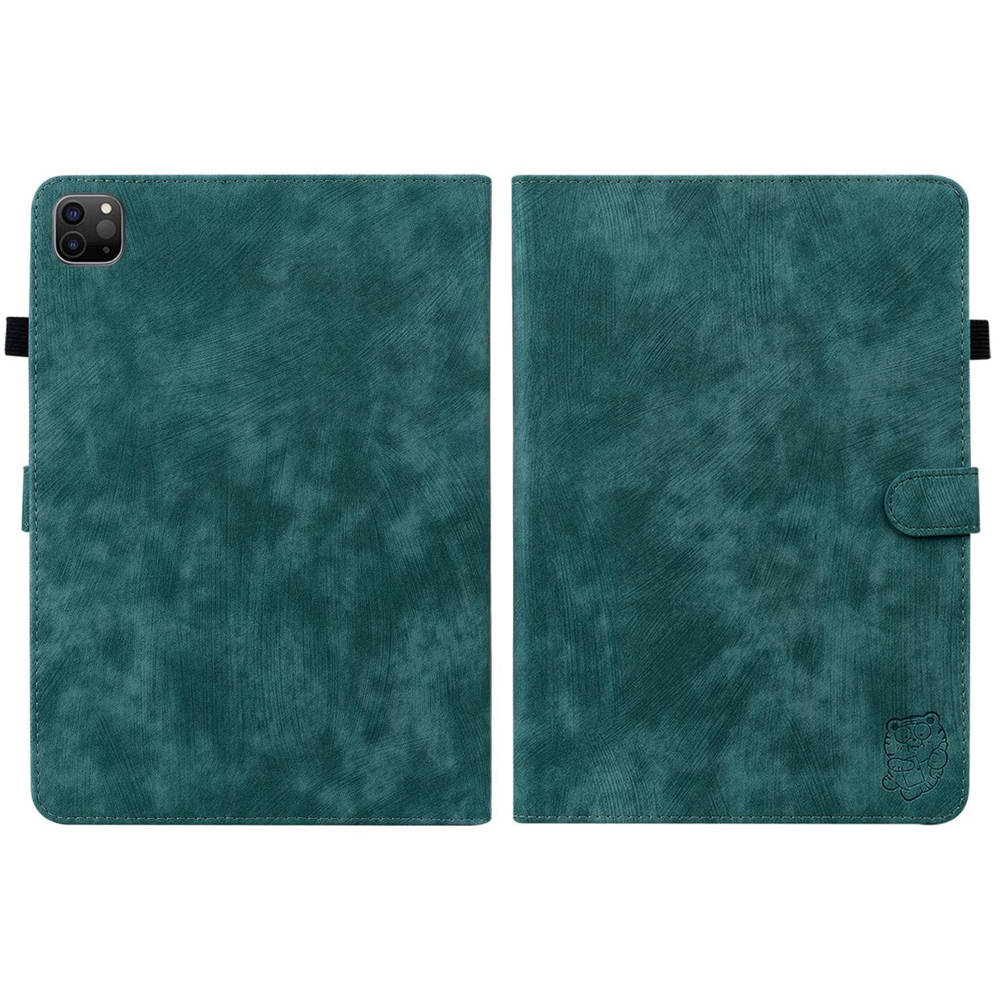 For iPad Air (2020) / (2022) / Pro 11-inch (2018) / (2020) / (2021) Anti-Fall Case Cute Tiger Pattern Imprinted TPU+PU Leather Cover with Stand / Card Slot, Auto Wake / Sleep Tablet Case