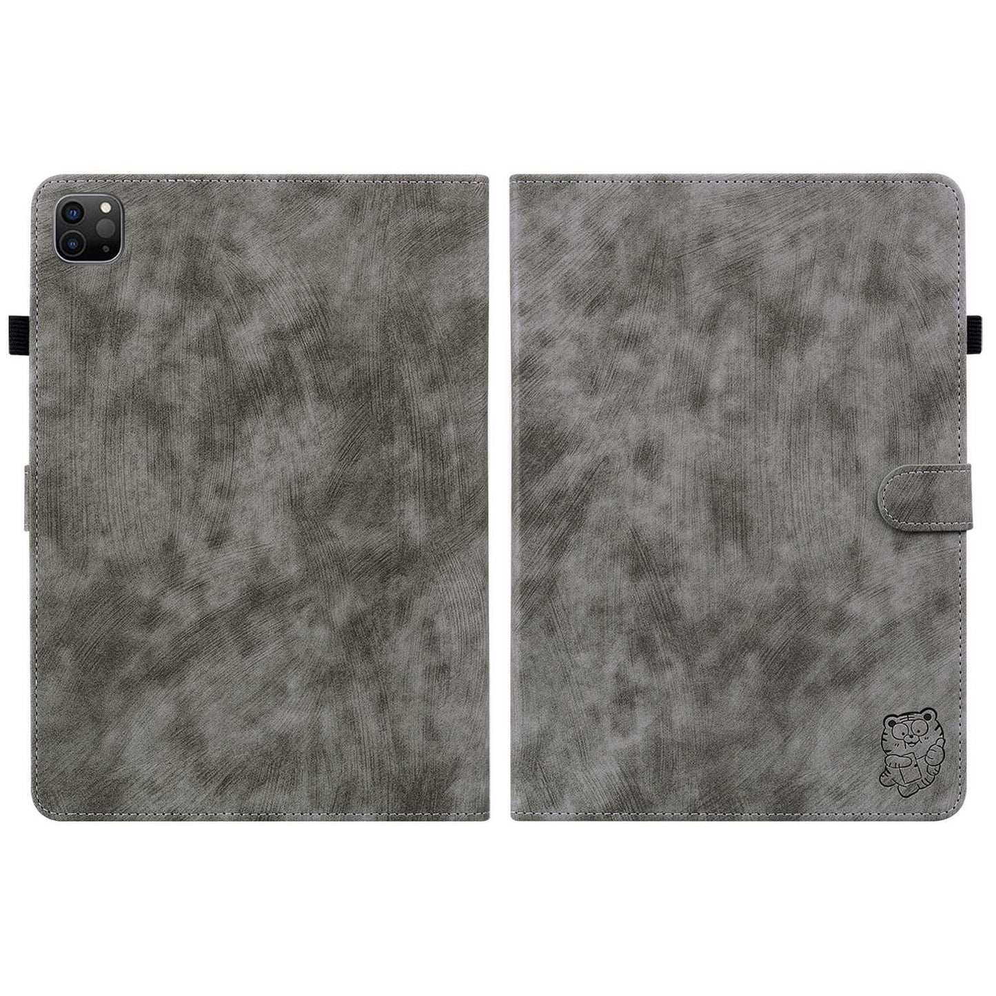 For iPad Air (2020) / (2022) / Pro 11-inch (2018) / (2020) / (2021) Anti-Fall Case Cute Tiger Pattern Imprinted TPU+PU Leather Cover with Stand / Card Slot, Auto Wake / Sleep Tablet Case