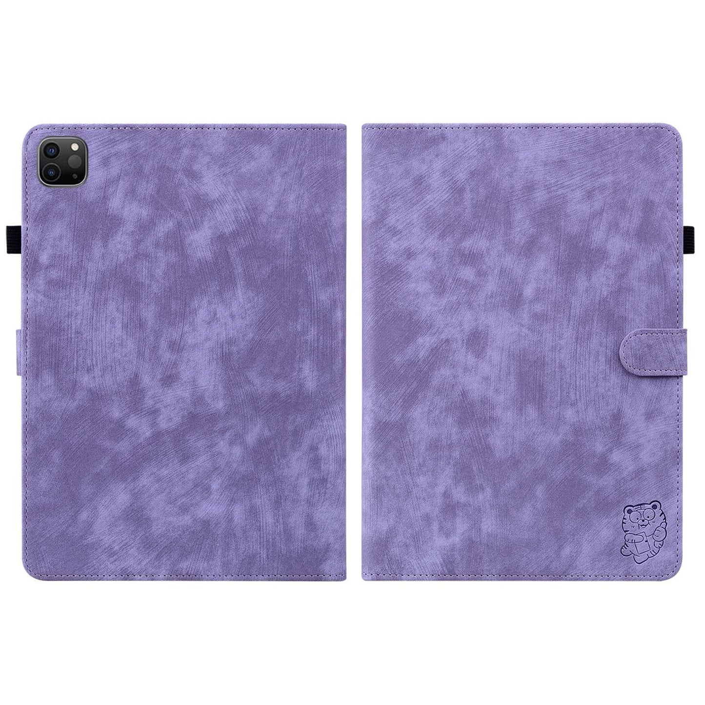 For iPad Air (2020) / (2022) / Pro 11-inch (2018) / (2020) / (2021) Anti-Fall Case Cute Tiger Pattern Imprinted TPU+PU Leather Cover with Stand / Card Slot, Auto Wake / Sleep Tablet Case