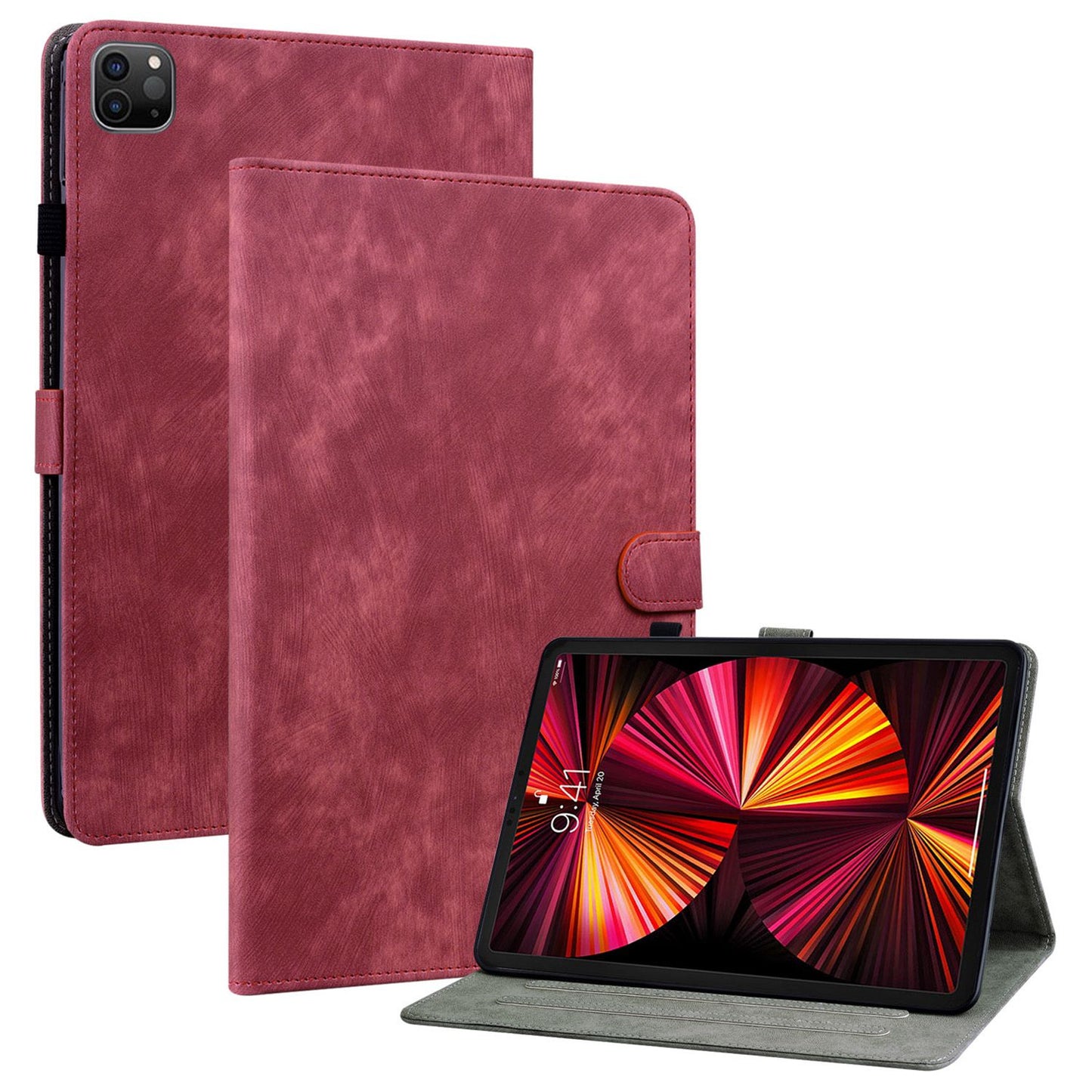 For iPad Air (2020) / (2022) / Pro 11-inch (2018) / (2020) / (2021) Anti-Fall Case Cute Tiger Pattern Imprinted TPU+PU Leather Cover with Stand / Card Slot, Auto Wake / Sleep Tablet Case