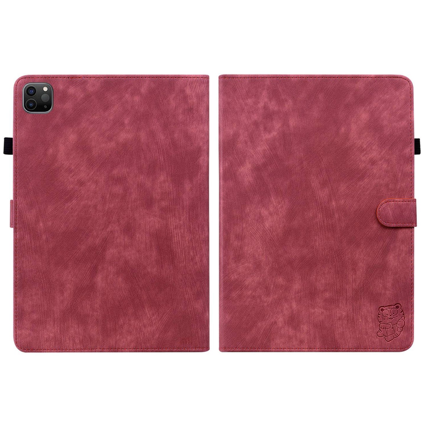 For iPad Air (2020) / (2022) / Pro 11-inch (2018) / (2020) / (2021) Anti-Fall Case Cute Tiger Pattern Imprinted TPU+PU Leather Cover with Stand / Card Slot, Auto Wake / Sleep Tablet Case