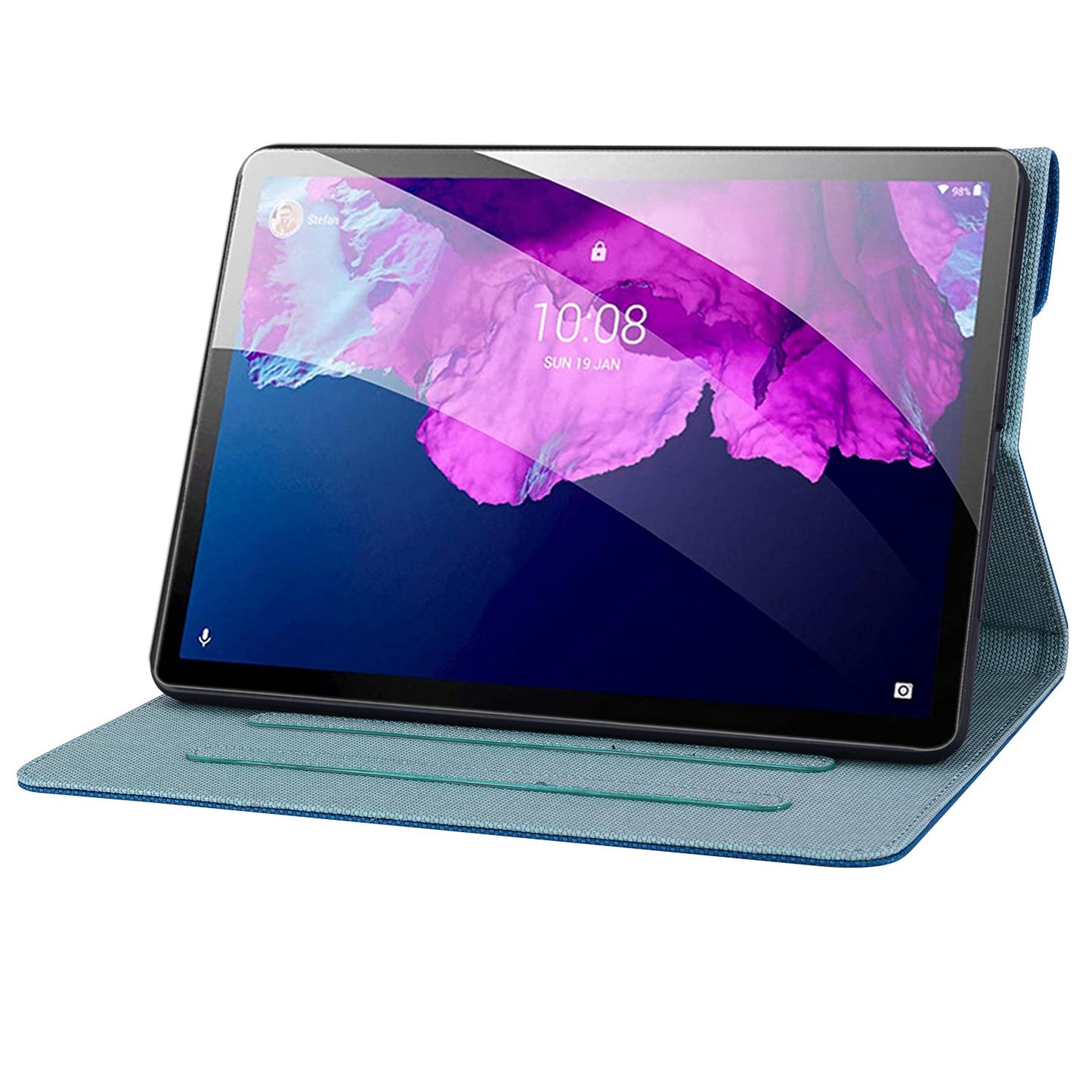 For Lenovo Tab P11 TB-J606F / Tab P11 5G Stand Tablet Case Business Style Splicing Anti-drop Protective Cover with Card Holder and Pen Holder Loop