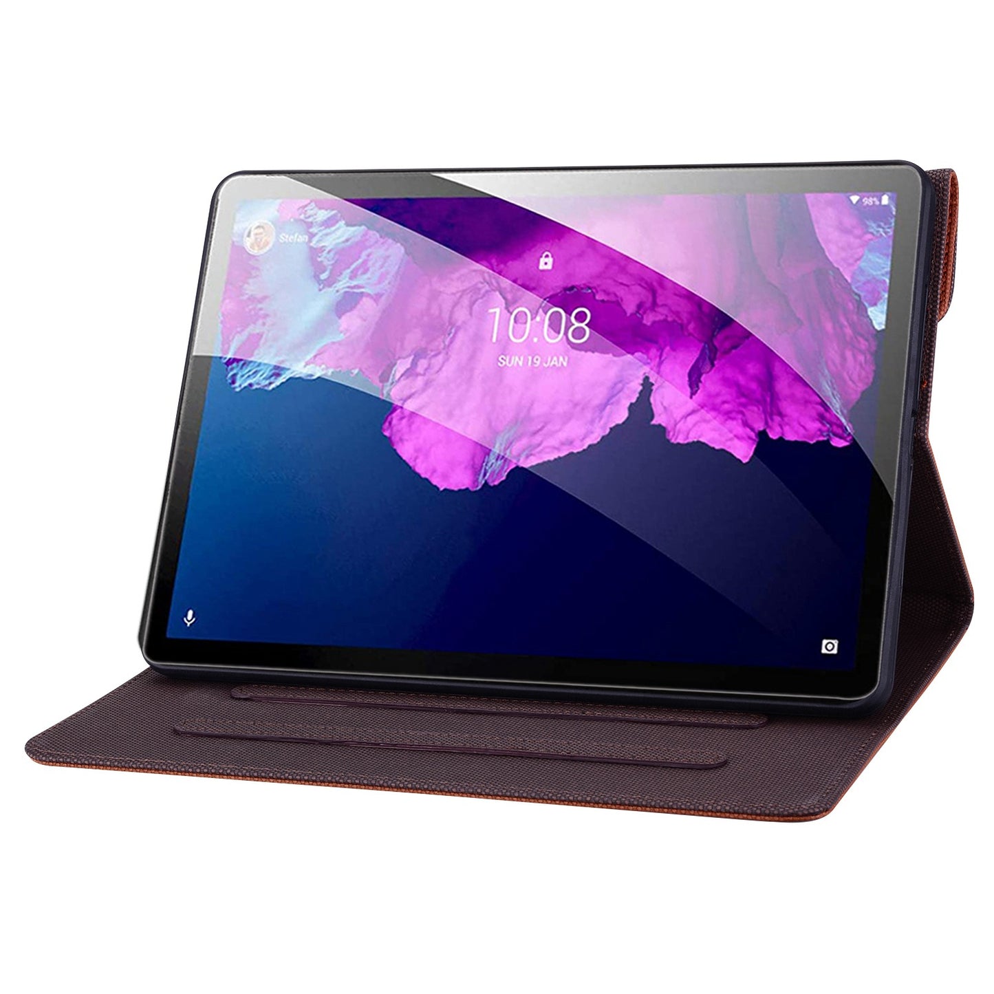For Lenovo Tab P11 TB-J606F / Tab P11 5G Stand Tablet Case Business Style Splicing Anti-drop Protective Cover with Card Holder and Pen Holder Loop