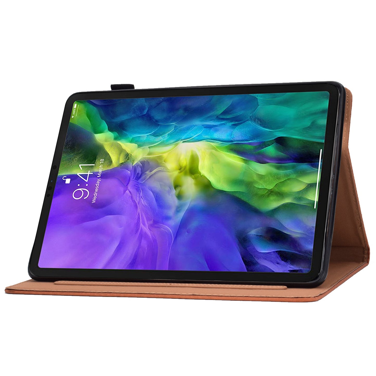 For iPad Pro 11-inch (2018) / (2020) / Air (2020) / (2022) Solid Color Tablet Case PU Leather Stand Folio Protective Cover with Cards Holder