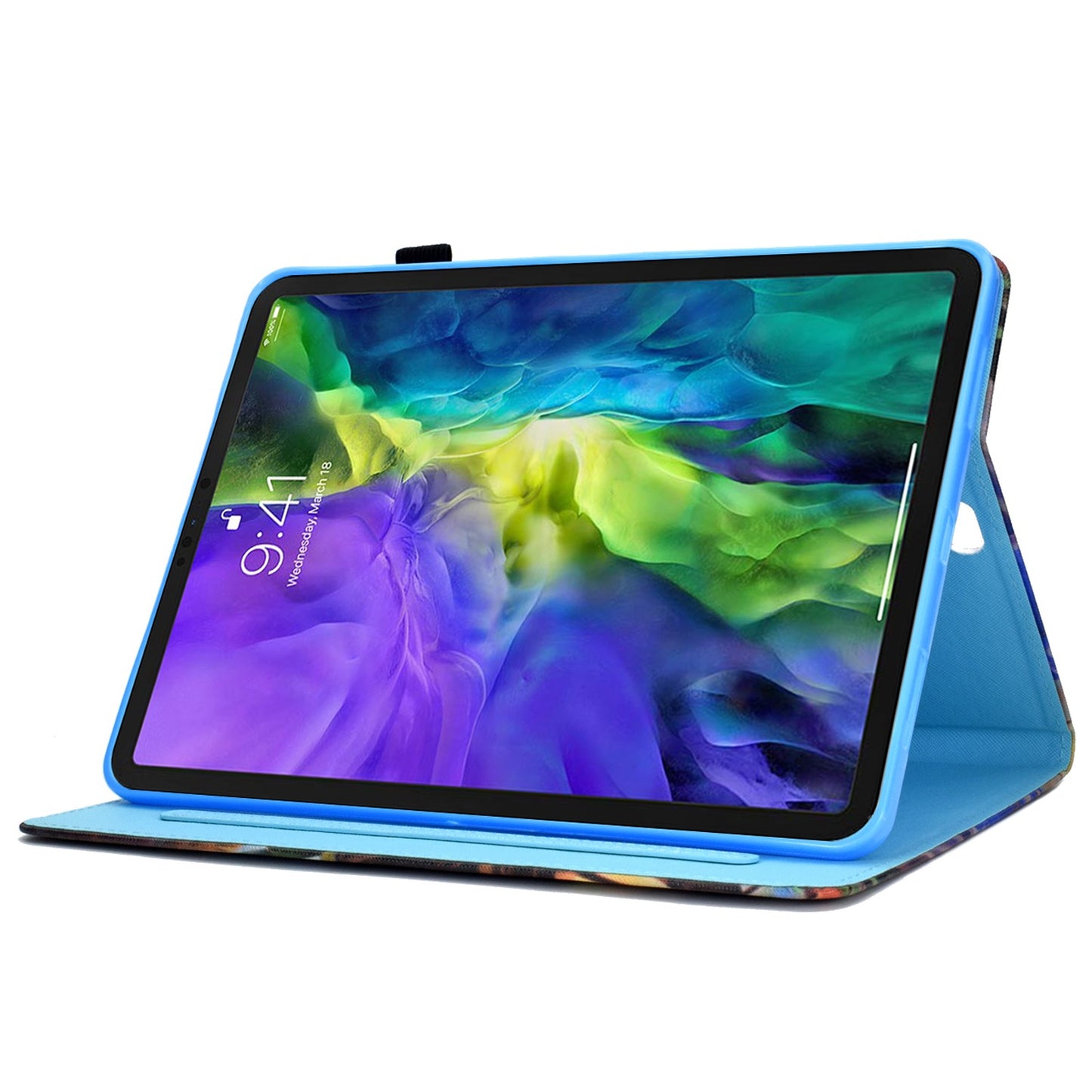 For iPad Pro 11-inch (2018) / (2020) / Air (2020) / (2022) Pattern Printing Tablet Case Stitching PU Leather Card Slots Stand Cover with Pencil Holder