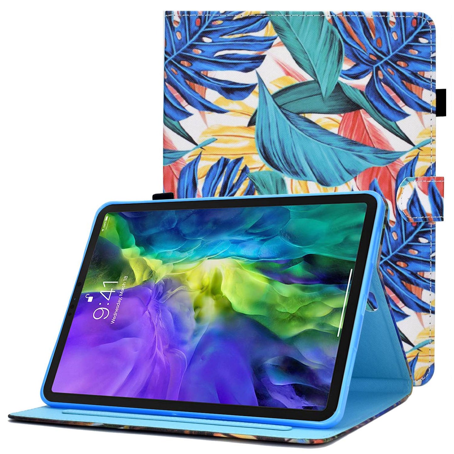 For iPad Pro 11-inch (2018) / (2020) / Air (2020) / (2022) Pattern Printing Tablet Case Stitching PU Leather Card Slots Stand Cover with Pencil Holder