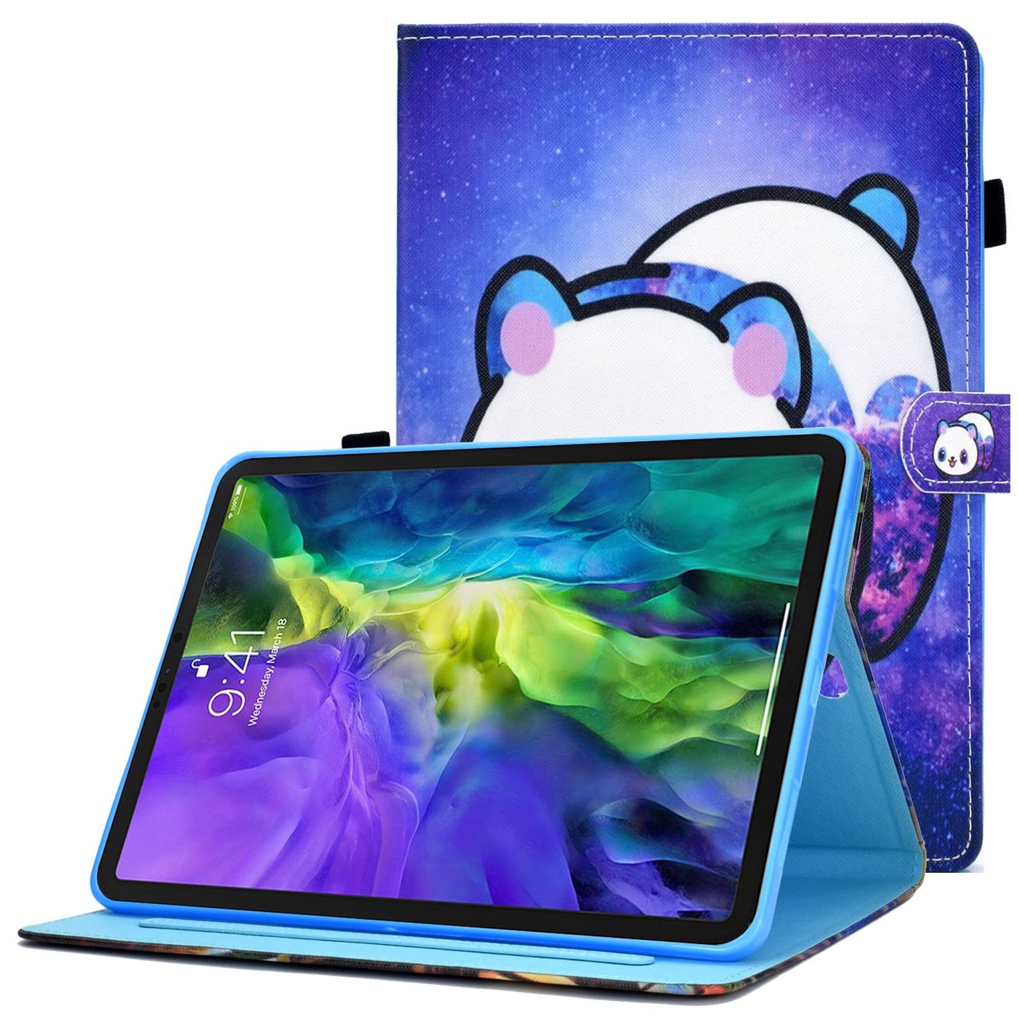 For iPad Pro 11-inch (2018) / (2020) / Air (2020) / (2022) Pattern Printing Tablet Case Stitching PU Leather Card Slots Stand Cover with Pencil Holder