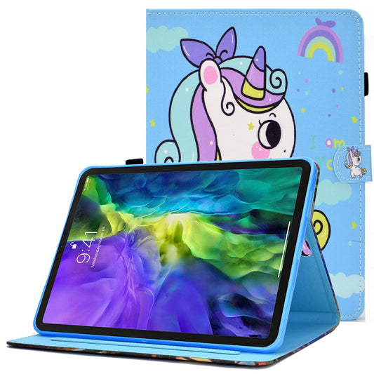 For iPad Pro 11-inch (2018) / (2020) / Air (2020) / (2022) Pattern Printing Tablet Case Stitching PU Leather Card Slots Stand Cover with Pencil Holder