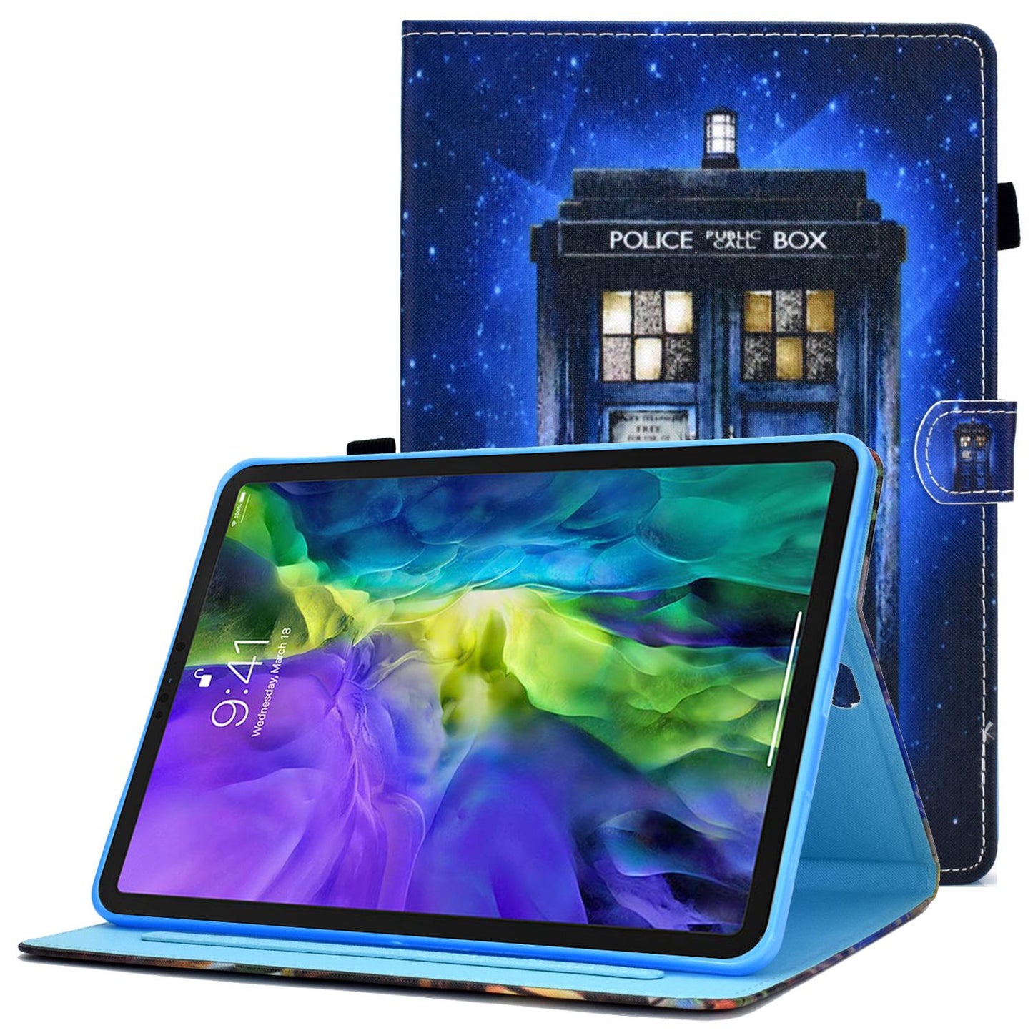 For iPad Pro 11-inch (2018) / (2020) / Air (2020) / (2022) Pattern Printing Tablet Case Stitching PU Leather Card Slots Stand Cover with Pencil Holder