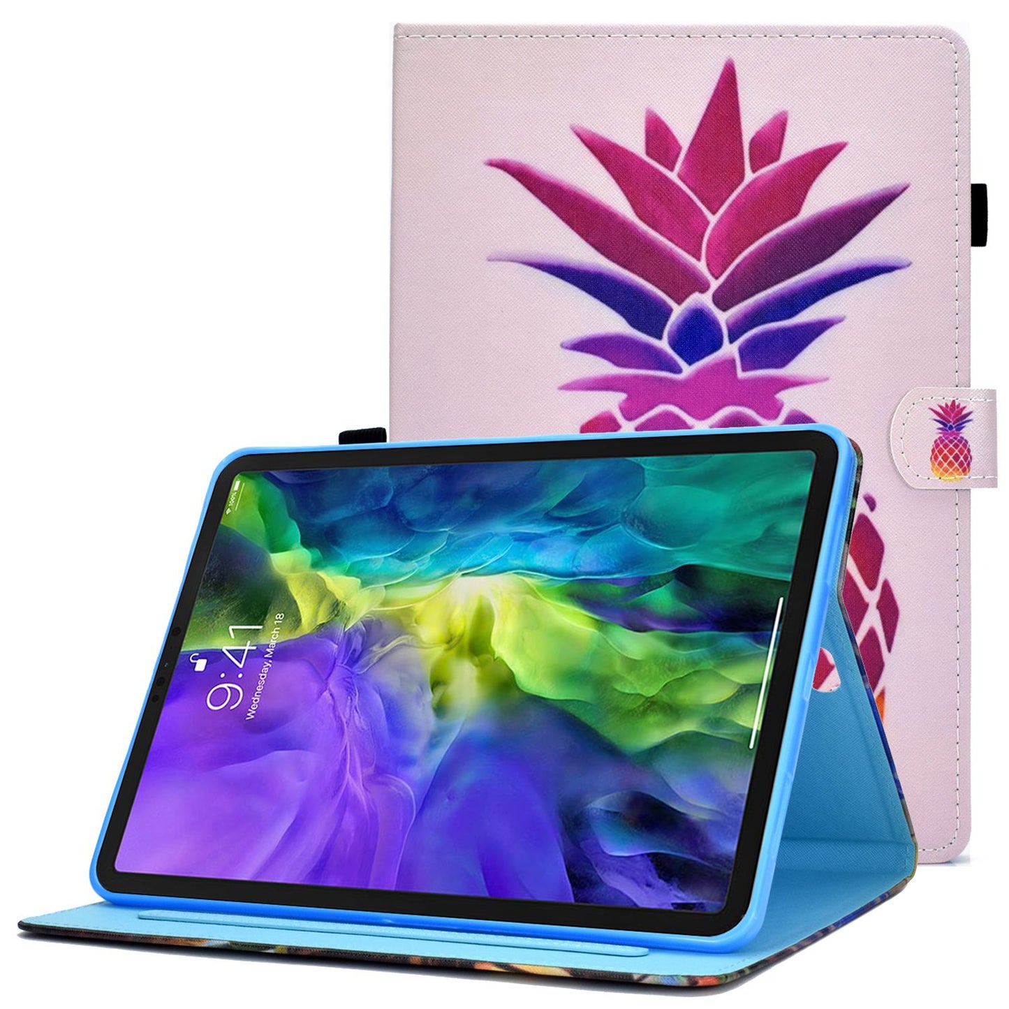 For iPad Pro 11-inch (2018) / (2020) / Air (2020) / (2022) Pattern Printing Tablet Case Stitching PU Leather Card Slots Stand Cover with Pencil Holder