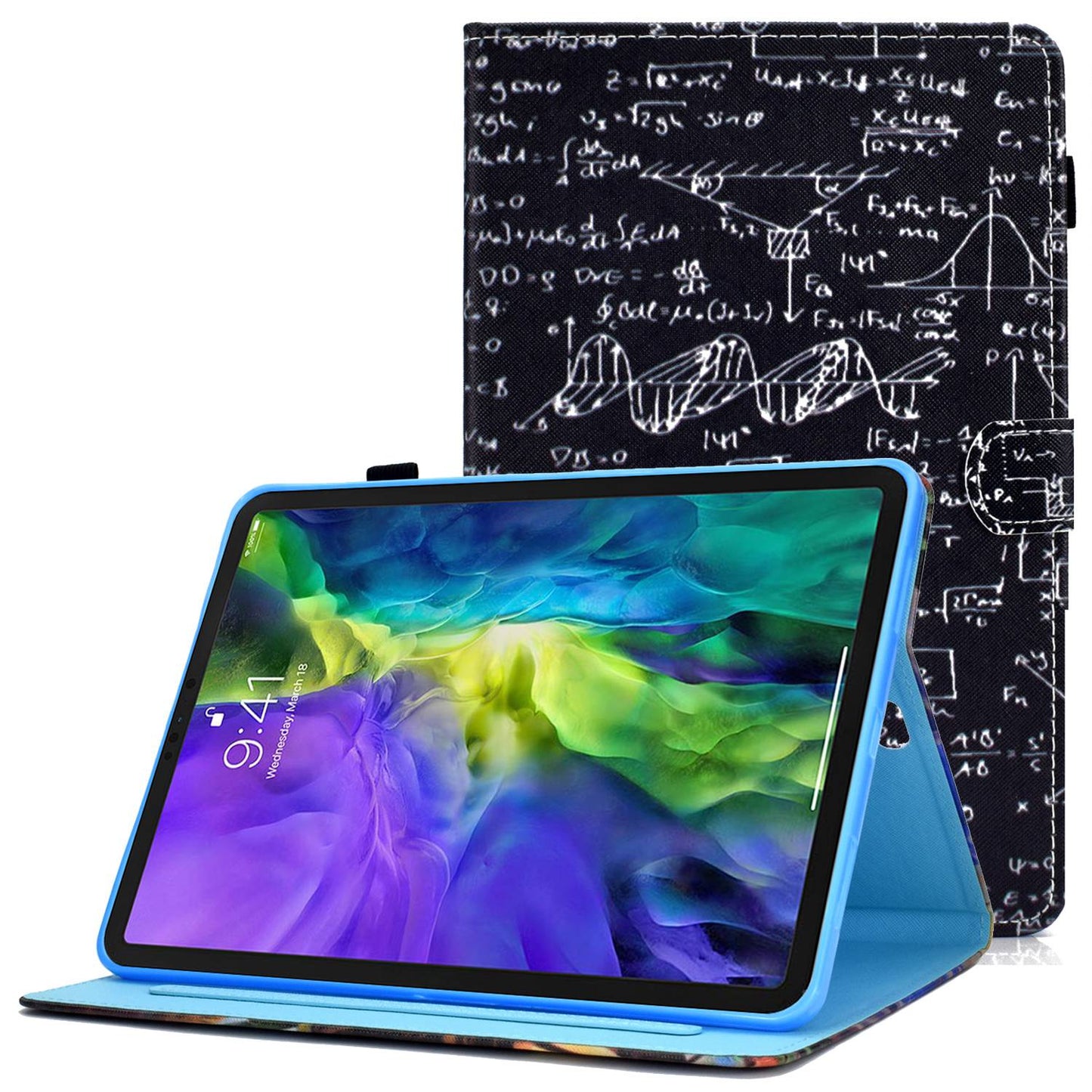 For iPad Pro 11-inch (2018) / (2020) / Air (2020) / (2022) Pattern Printing Tablet Case Stitching PU Leather Card Slots Stand Cover with Pencil Holder