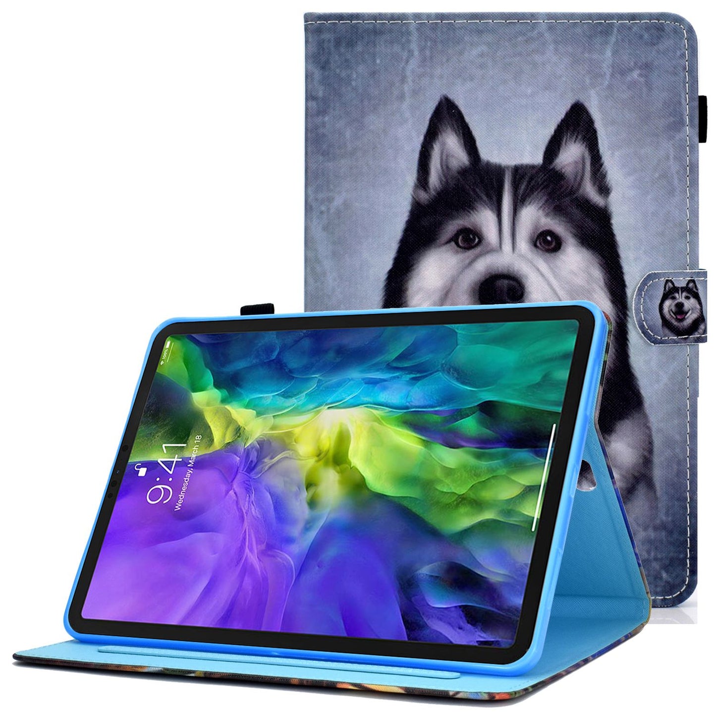For iPad Pro 11-inch (2018) / (2020) / Air (2020) / (2022) Pattern Printing Tablet Case Stitching PU Leather Card Slots Stand Cover with Pencil Holder