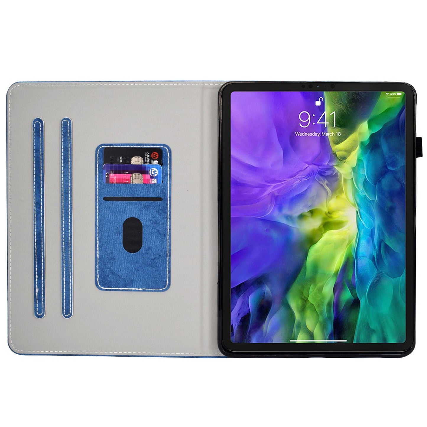 For iPad Pro 11-inch (2018) / (2020) / Air (2020) / (2022) Cloth Texture Tablet Case Solid Color PU Leather Anti-scratch Stand Flip Magnetic Cover with Card Holder