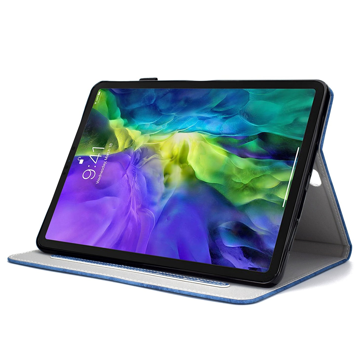For iPad Pro 11-inch (2018) / (2020) / Air (2020) / (2022) Cloth Texture Tablet Case Solid Color PU Leather Anti-scratch Stand Flip Magnetic Cover with Card Holder