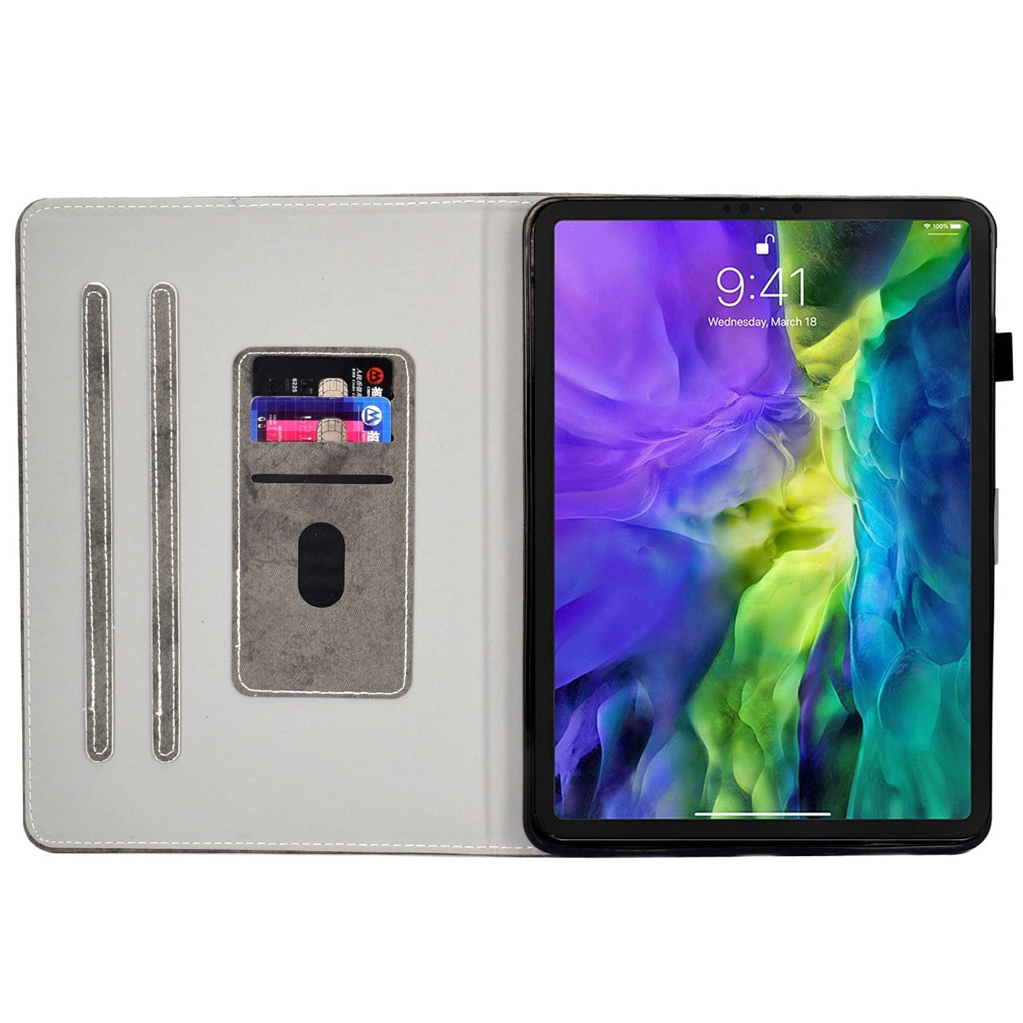 For iPad Pro 11-inch (2018) / (2020) / Air (2020) / (2022) Cloth Texture Tablet Case Solid Color PU Leather Anti-scratch Stand Flip Magnetic Cover with Card Holder