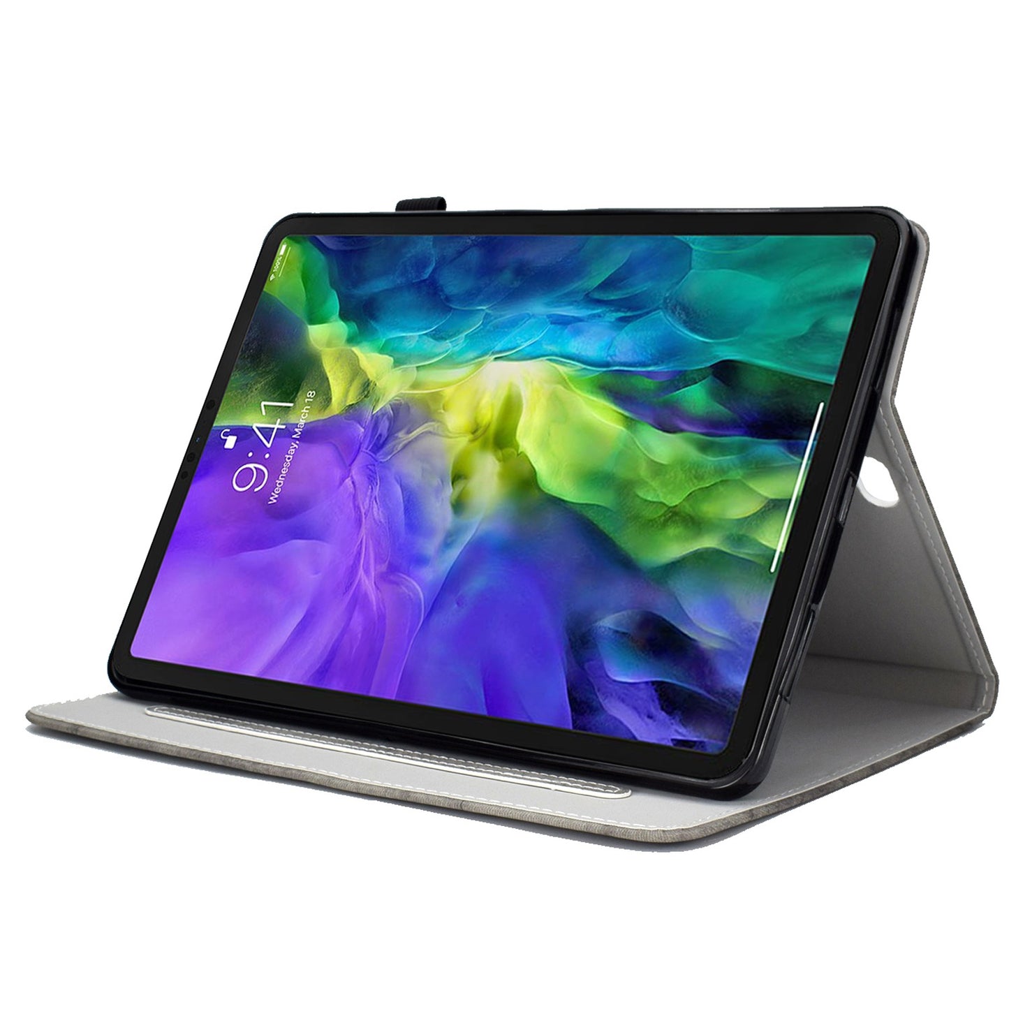 For iPad Pro 11-inch (2018) / (2020) / Air (2020) / (2022) Cloth Texture Tablet Case Solid Color PU Leather Anti-scratch Stand Flip Magnetic Cover with Card Holder