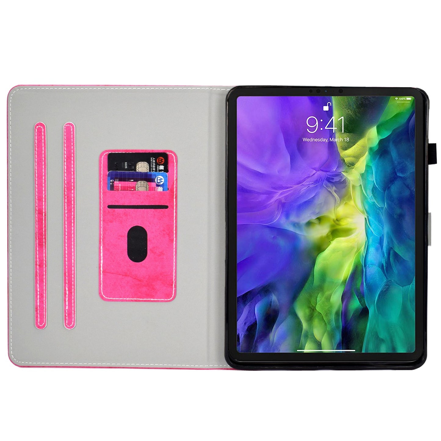 For iPad Pro 11-inch (2018) / (2020) / Air (2020) / (2022) Cloth Texture Tablet Case Solid Color PU Leather Anti-scratch Stand Flip Magnetic Cover with Card Holder