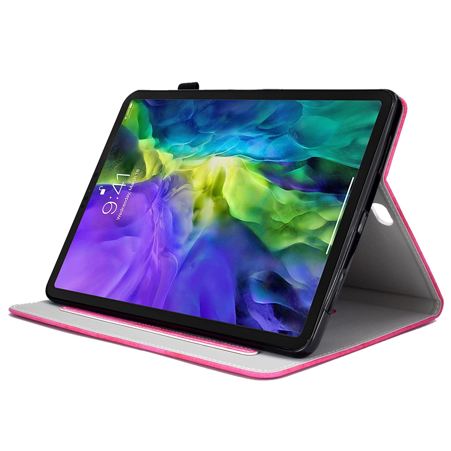 For iPad Pro 11-inch (2018) / (2020) / Air (2020) / (2022) Cloth Texture Tablet Case Solid Color PU Leather Anti-scratch Stand Flip Magnetic Cover with Card Holder