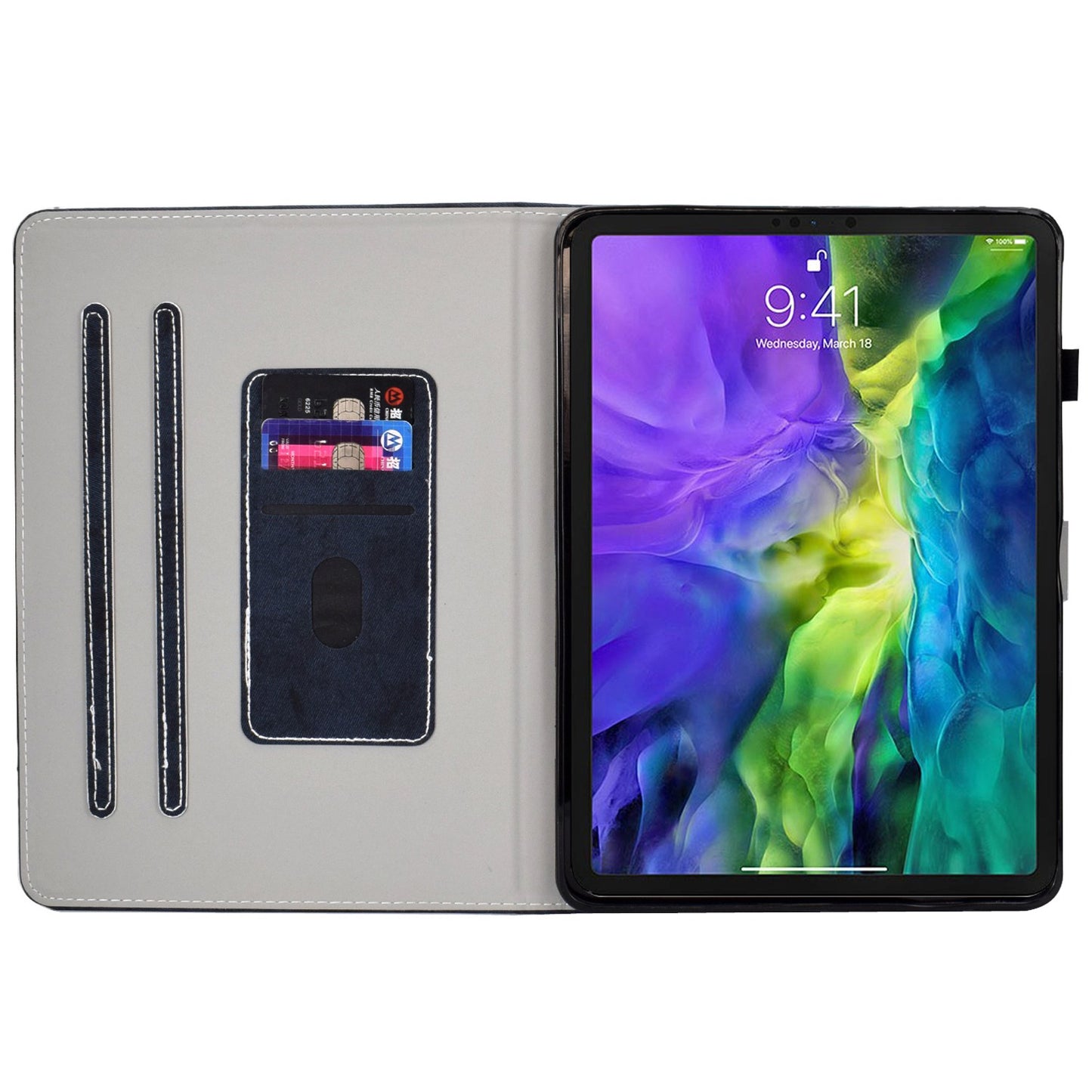 For iPad Pro 11-inch (2018) / (2020) / Air (2020) / (2022) Cloth Texture Tablet Case Solid Color PU Leather Anti-scratch Stand Flip Magnetic Cover with Card Holder