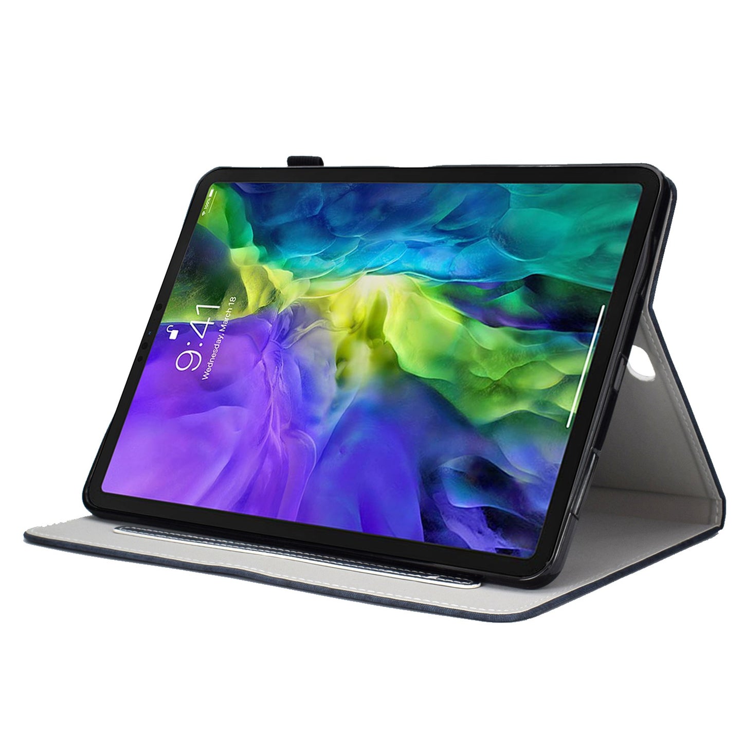 For iPad Pro 11-inch (2018) / (2020) / Air (2020) / (2022) Cloth Texture Tablet Case Solid Color PU Leather Anti-scratch Stand Flip Magnetic Cover with Card Holder