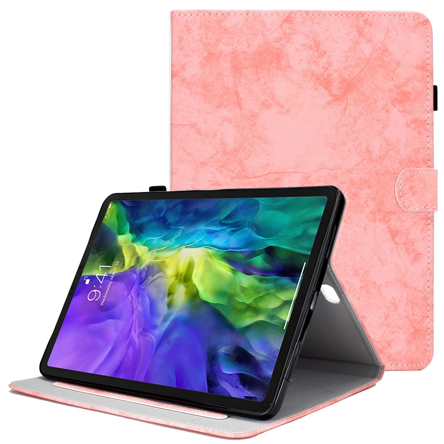For iPad Pro 11-inch (2018) / (2020) / Air (2020) / (2022) Cloth Texture Tablet Case Solid Color PU Leather Anti-scratch Stand Flip Magnetic Cover with Card Holder