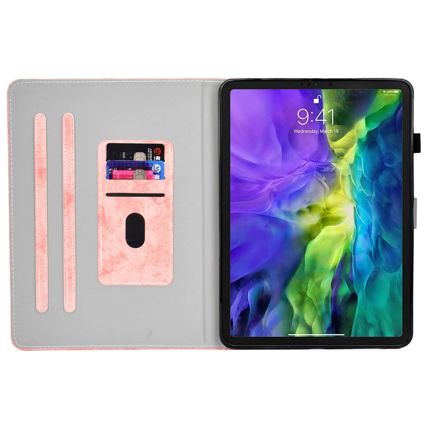 For iPad Pro 11-inch (2018) / (2020) / Air (2020) / (2022) Cloth Texture Tablet Case Solid Color PU Leather Anti-scratch Stand Flip Magnetic Cover with Card Holder