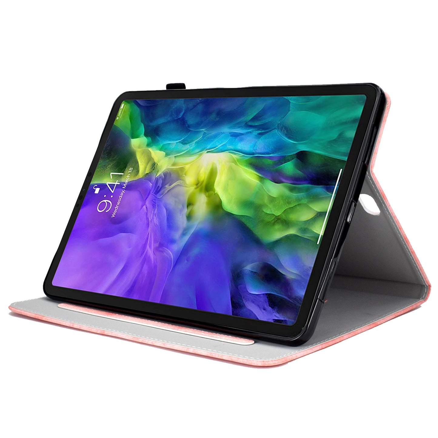 For iPad Pro 11-inch (2018) / (2020) / Air (2020) / (2022) Cloth Texture Tablet Case Solid Color PU Leather Anti-scratch Stand Flip Magnetic Cover with Card Holder