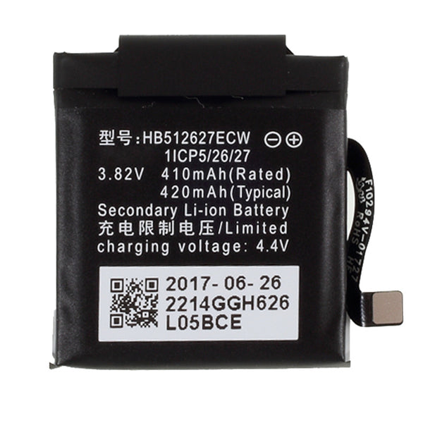For Huawei Watch 2 3.82V 410mAh Li-ion Polymer Battery Replacement Part (Encode: HB512627EC) (without Logo)