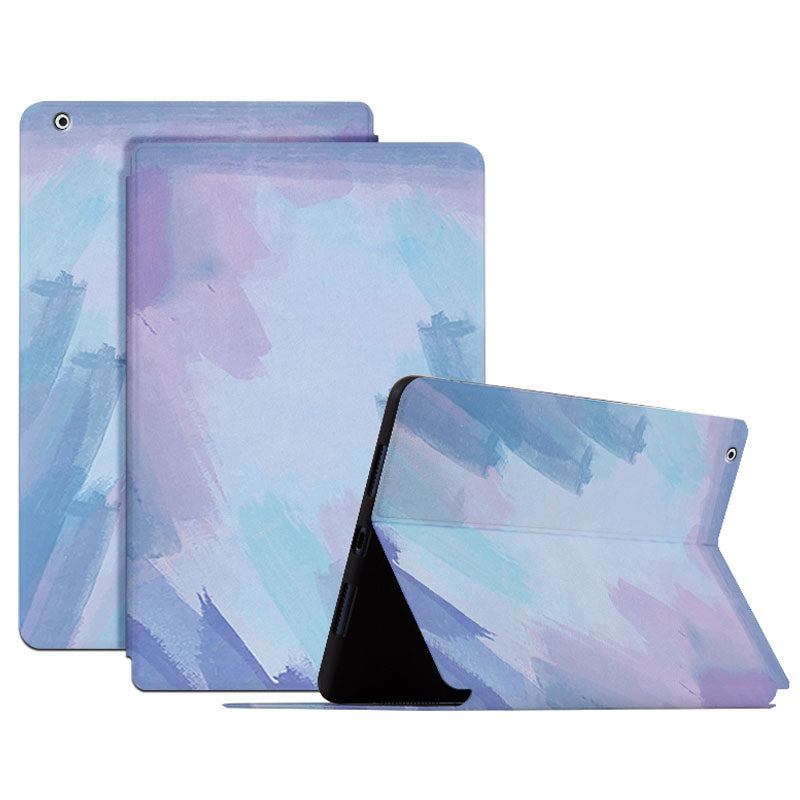 For iPad 2 / 3 / 4 9.7 inch Foldable Stand Tablet Case Watercolor Pattern PU Leather Auto Wake / Sleep Full Protection Cover