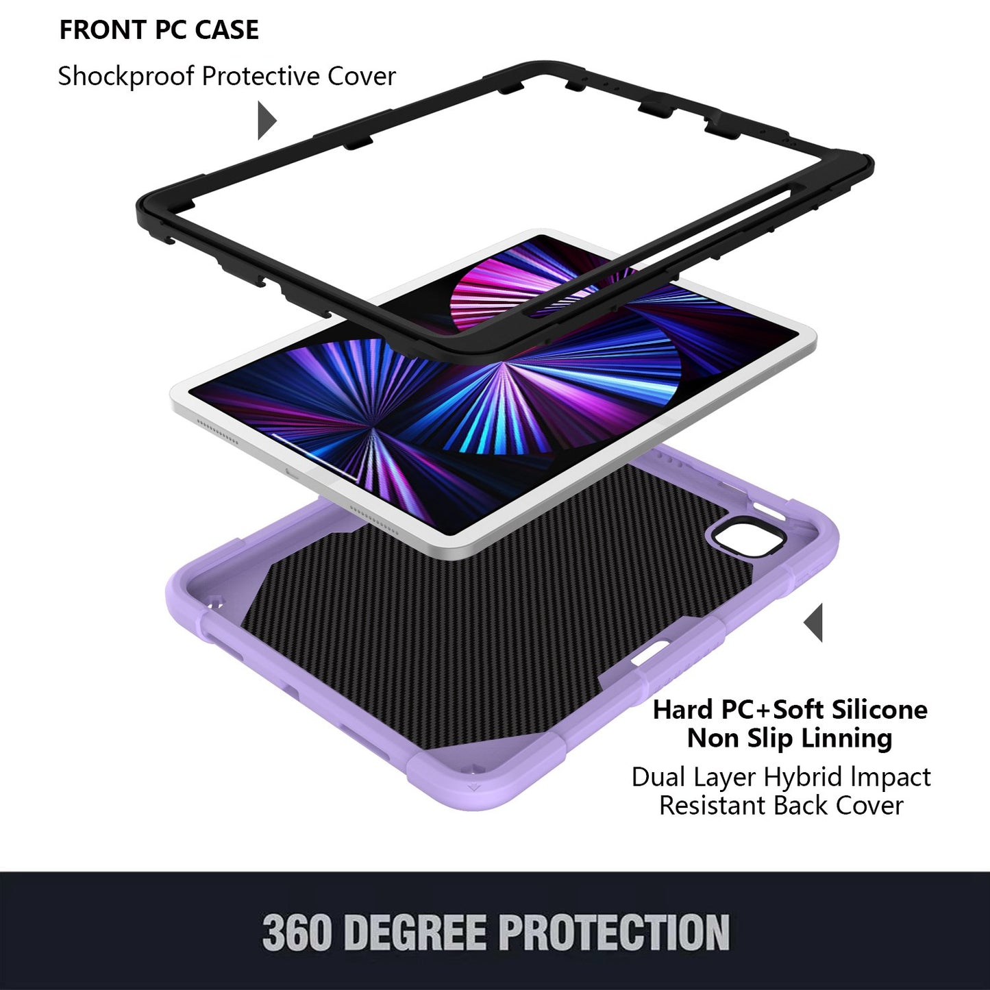 For iPad Pro 11-inch (2021) / (2020) / (2018) / iPad Air (2022) / (2020) Butterfly Shape Kickstand Tablet Case Silicone + PC Shockproof Cover with Shoulder Strap