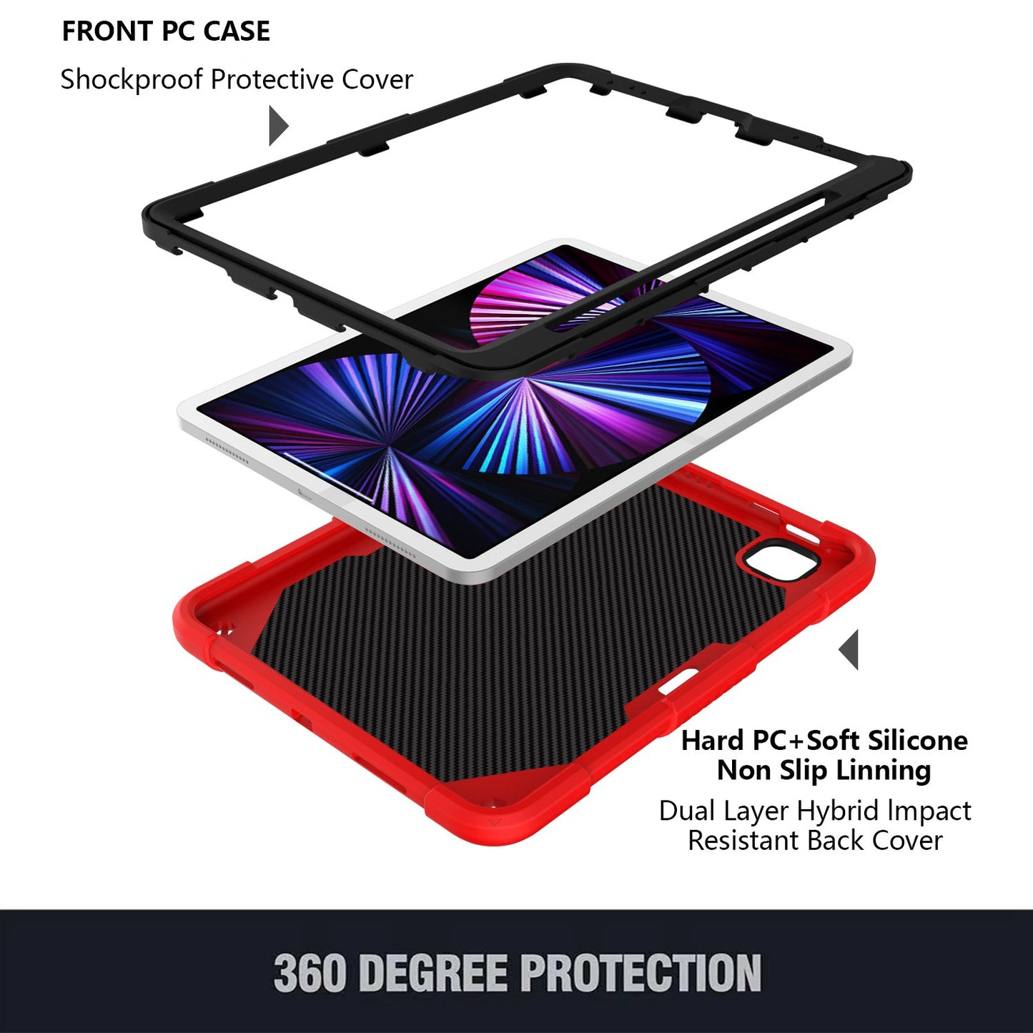 For iPad Pro 11-inch (2021) / (2020) / (2018) / iPad Air (2022) / (2020) Butterfly Shape Kickstand Tablet Case Silicone + PC Shockproof Cover with Shoulder Strap