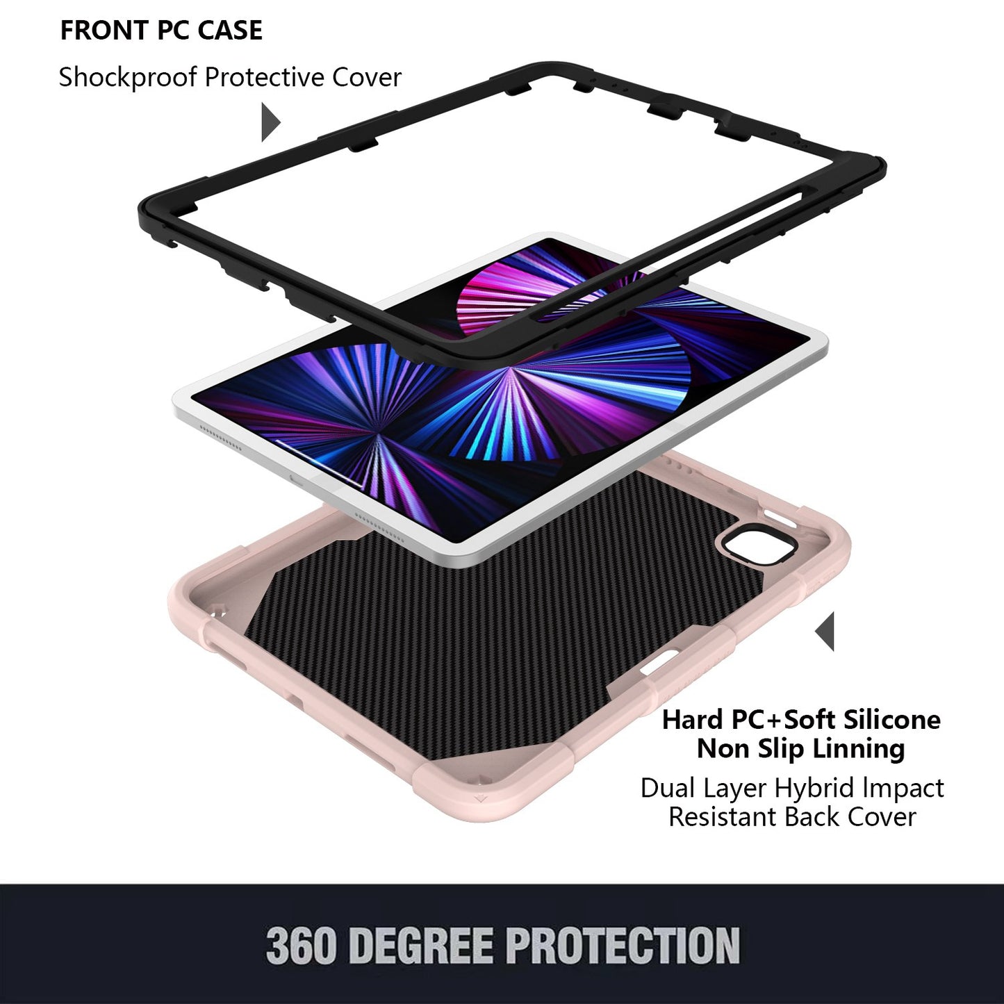 For iPad Pro 11-inch (2021) / (2020) / (2018) / iPad Air (2022) / (2020) Butterfly Shape Kickstand Tablet Case Silicone + PC Shockproof Cover with Shoulder Strap