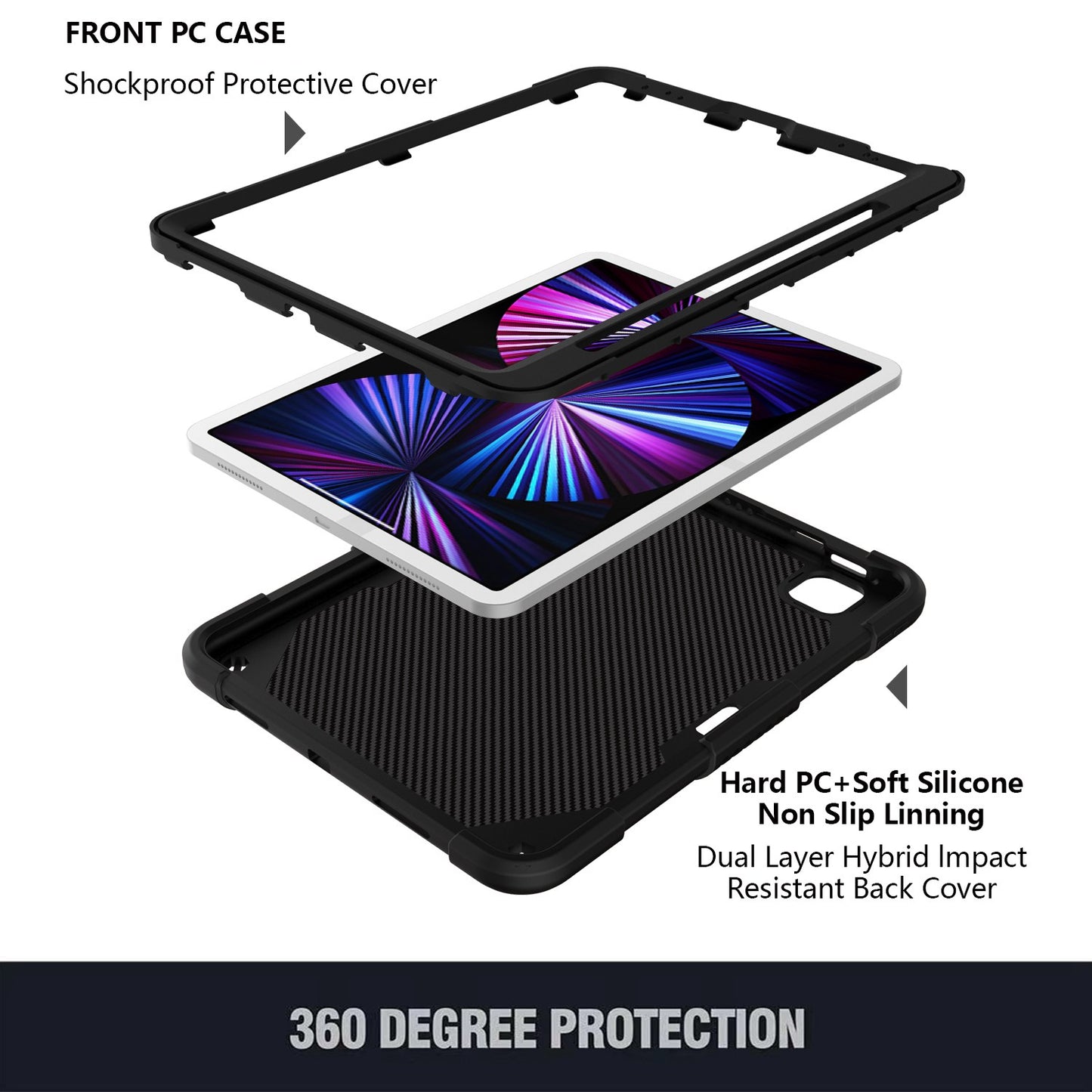 For iPad Pro 11-inch (2021) / (2020) / (2018) / iPad Air (2022) / (2020) Butterfly Shape Kickstand Tablet Case Silicone + PC Shockproof Cover with Shoulder Strap
