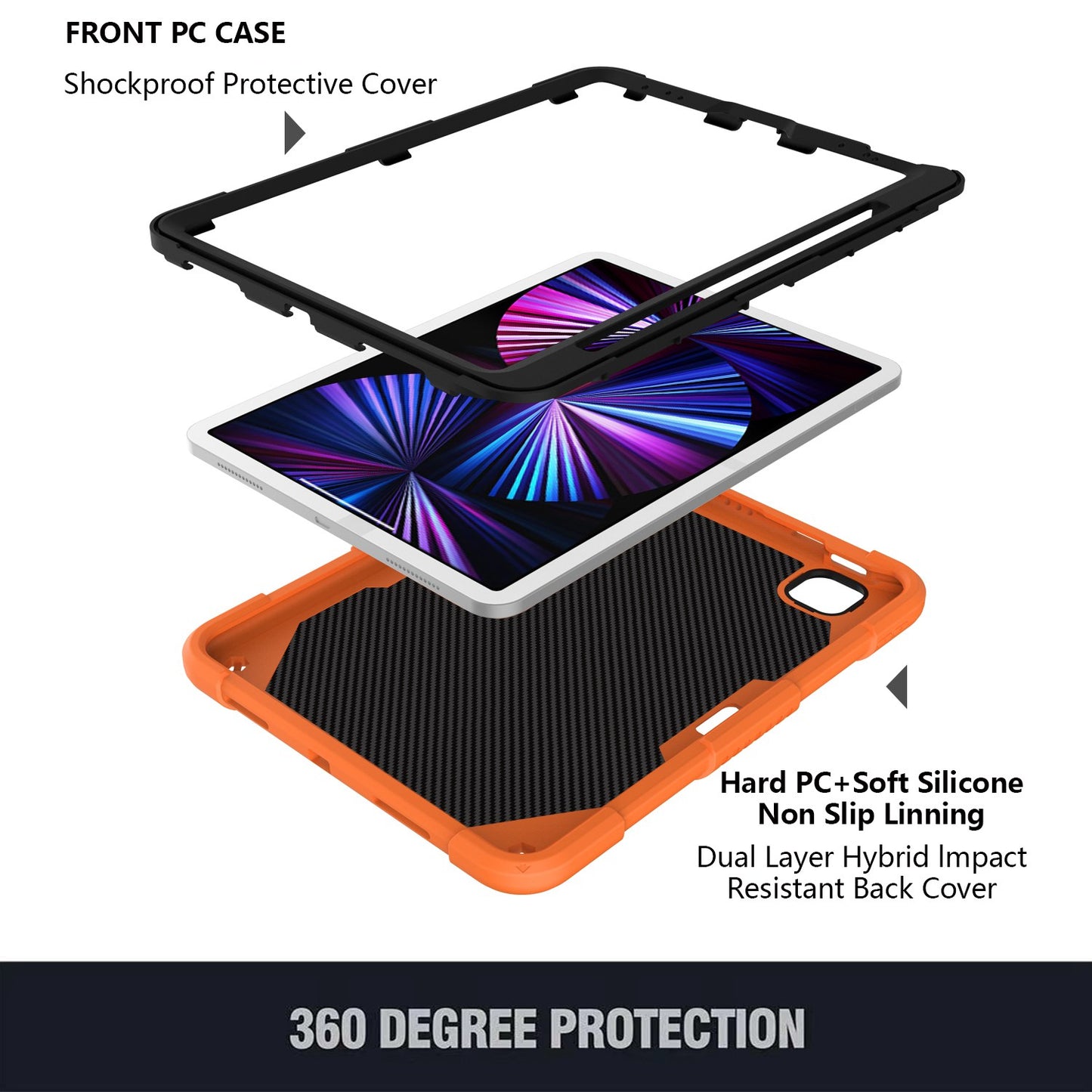 For iPad Pro 11-inch (2021) / (2020) / (2018) / iPad Air (2022) / (2020) Butterfly Shape Kickstand Tablet Case Silicone + PC Shockproof Cover with Shoulder Strap