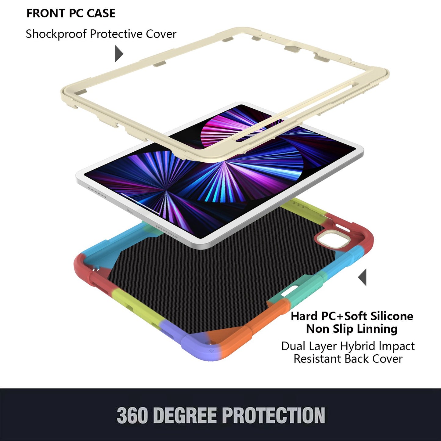For iPad Pro 11-inch (2021) / (2020) / (2018) / iPad Air (2022) / (2020) Silicone + PC Tablet Case Butterfly Shape Kickstand Drop-proof Cover with Shoulder Strap