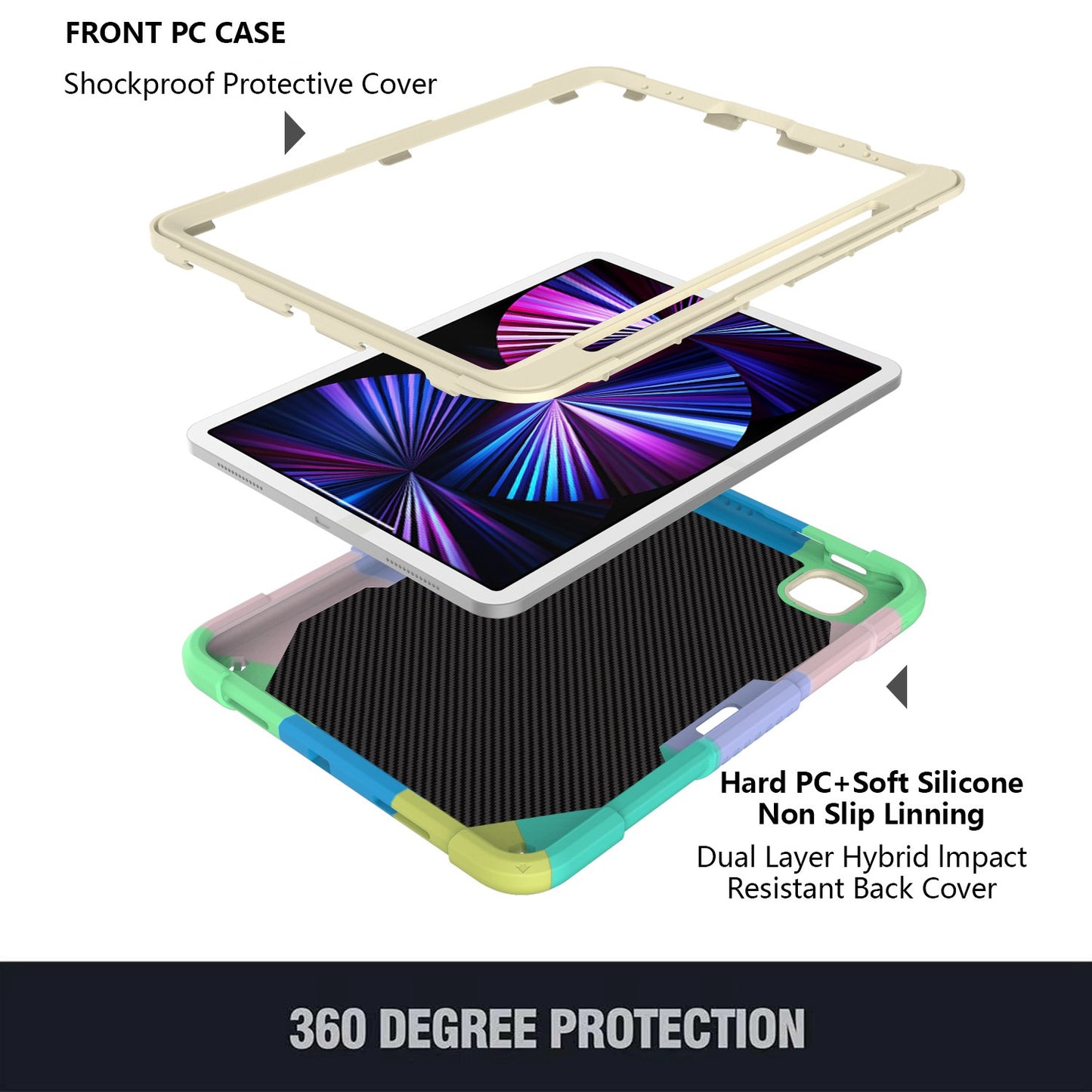 For iPad Pro 11-inch (2021) / (2020) / (2018) / iPad Air (2022) / (2020) Silicone + PC Tablet Case Butterfly Shape Kickstand Drop-proof Cover with Shoulder Strap