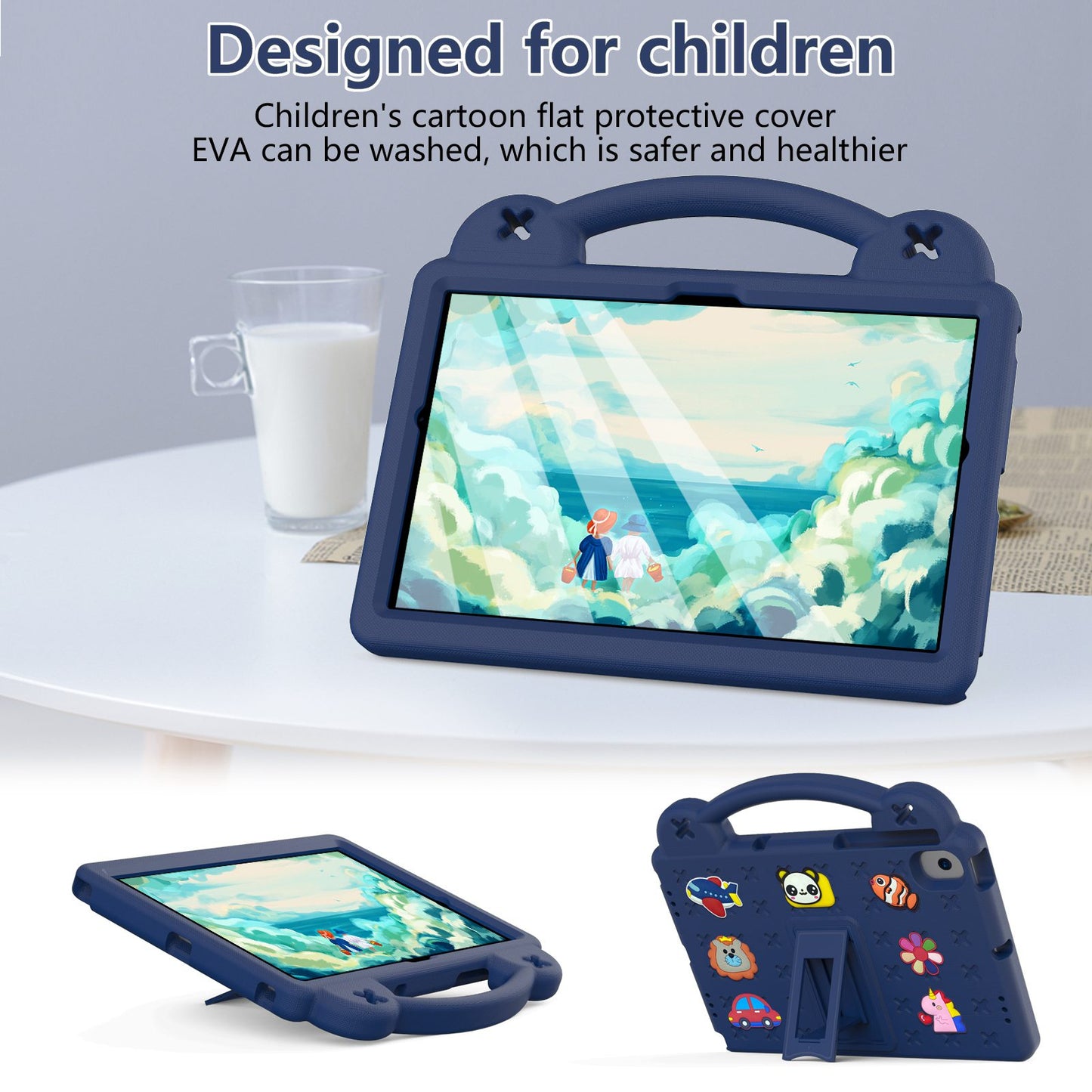 For Samsung Galaxy Tab A8 10.5 (2021) Portable EVA Case Shockproof Tablet Cover Anti-Scratch Case with Kickstand