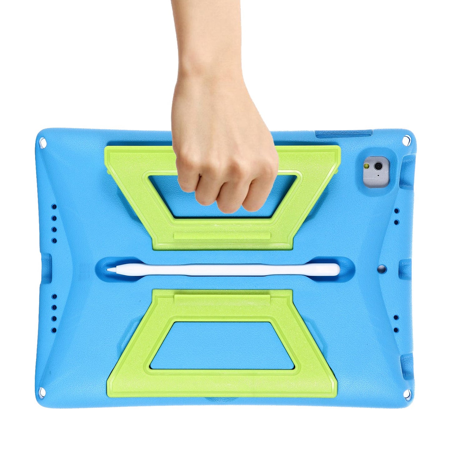 For iPad Air (2013) / Air 2 / iPad 9.7-inch (2017) / (2018) Shockproof EVA + PC Tablet Cover Kickstand Protective Case with Shoulder Strap