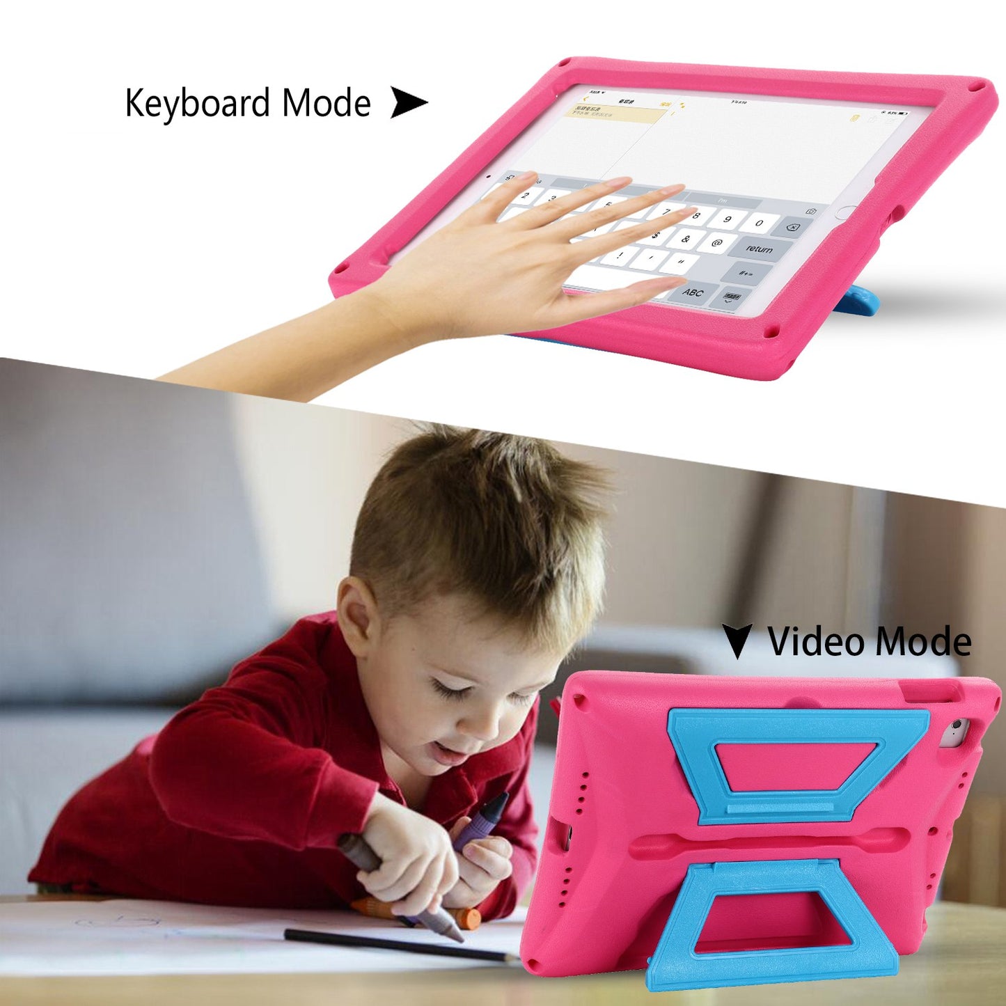 For iPad Air (2013) / Air 2 / iPad 9.7-inch (2017) / (2018) Shockproof EVA + PC Tablet Cover Kickstand Protective Case with Shoulder Strap