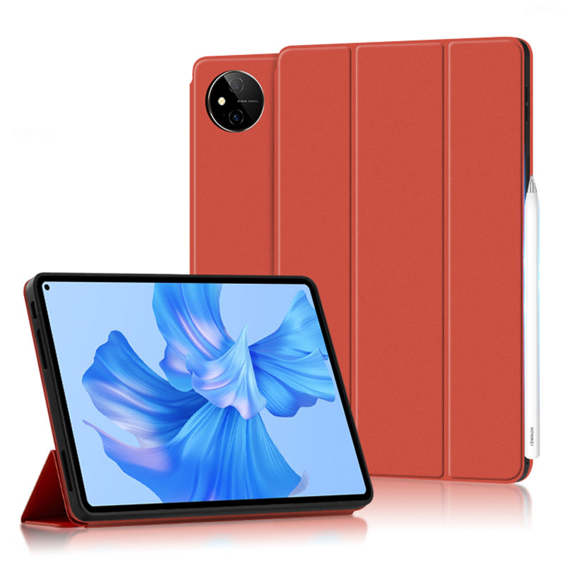 For Huawei MatePad Pro 11 (2022) Folio Flip Anti-fall Protective Cover TPU+PU Leather Skin-touch Tablet Case with Three-fold Stand