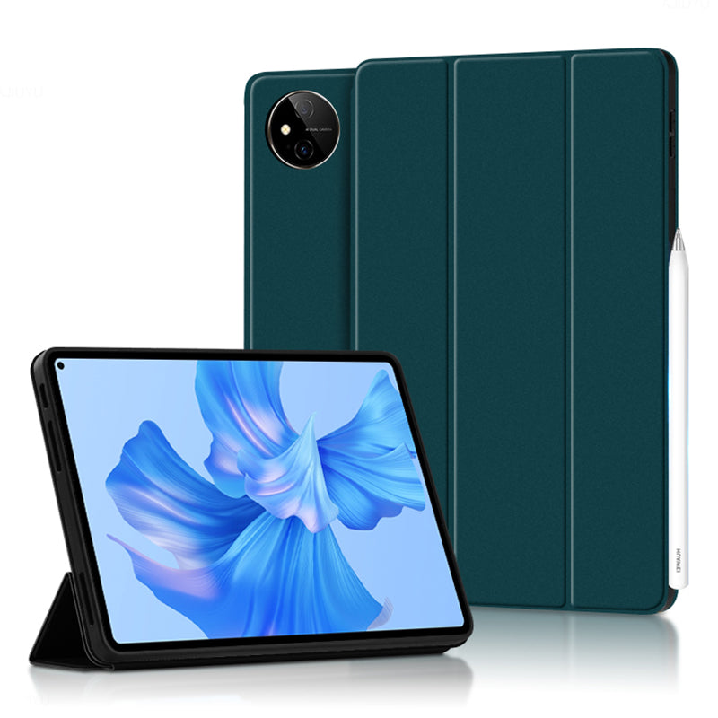For Huawei MatePad Pro 11 (2022) Folio Flip Anti-fall Protective Cover TPU+PU Leather Skin-touch Tablet Case with Three-fold Stand