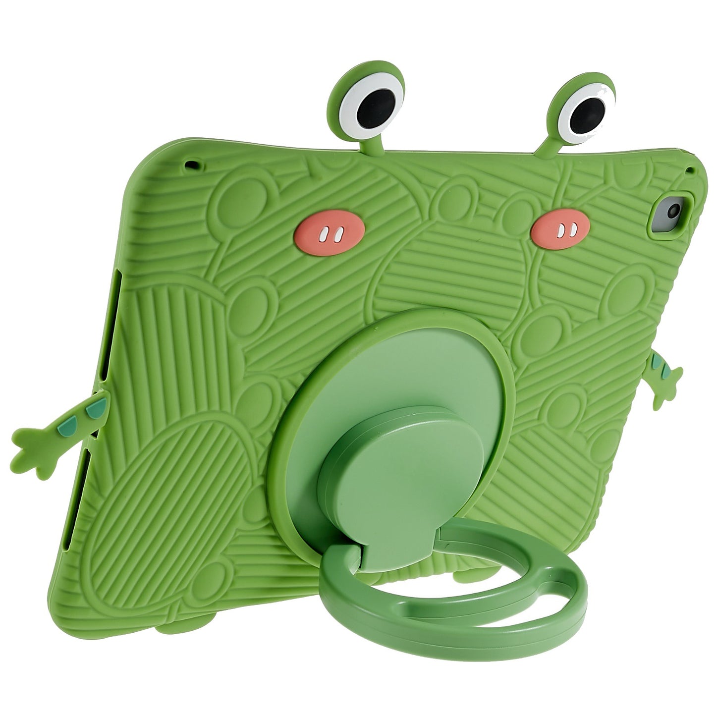For iPad Air (2013) / Air 2 / iPad 9.7-inch (2017) / (2018) Cartoon Frog Design Tablet Case Anti-drop Kickstand Silicone + PC Cover