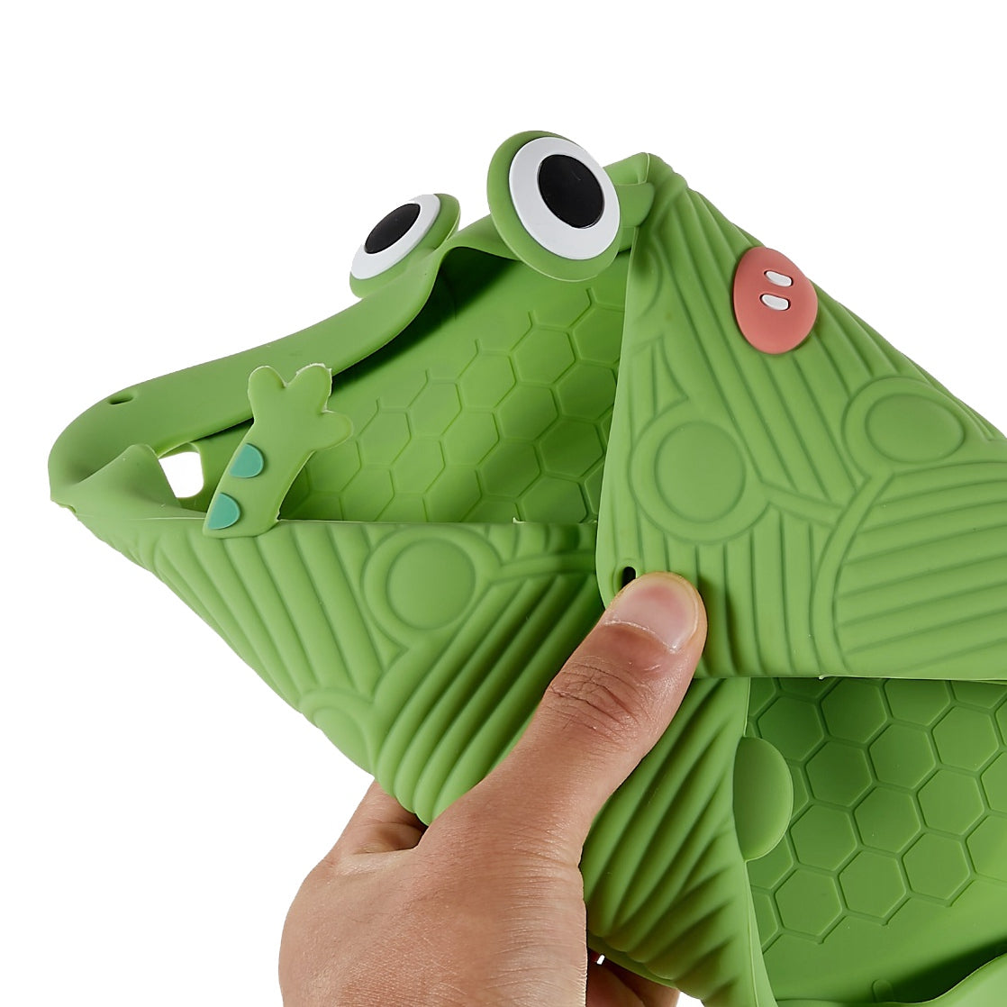 For iPad Air (2013) / Air 2 / iPad 9.7-inch (2017) / (2018) Cartoon Frog Design Tablet Case Anti-drop Kickstand Silicone + PC Cover