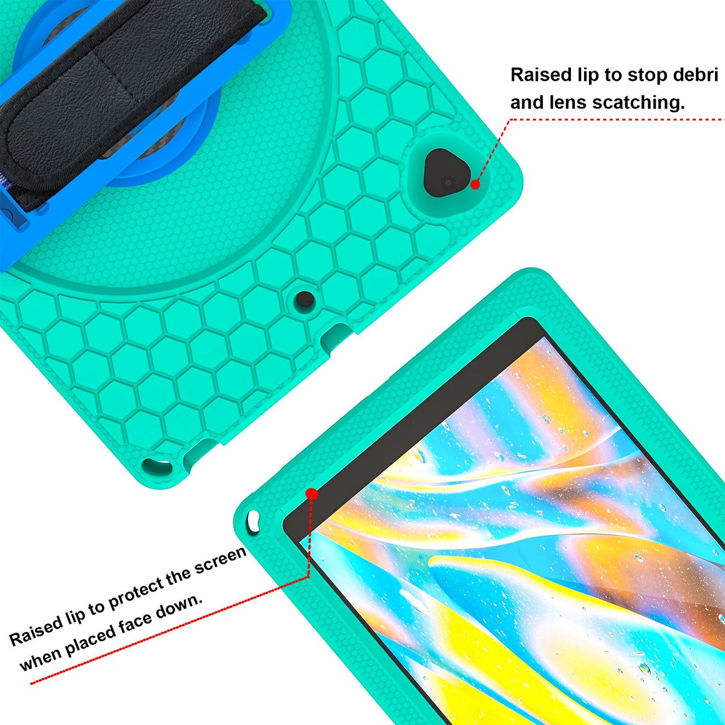 For iPad 10.2 (2021) / (2020) / (2019) Rotary Kickstand Hand Strap EVA+PC Case Anti-drop Tablet Cover with Shoulder Strap