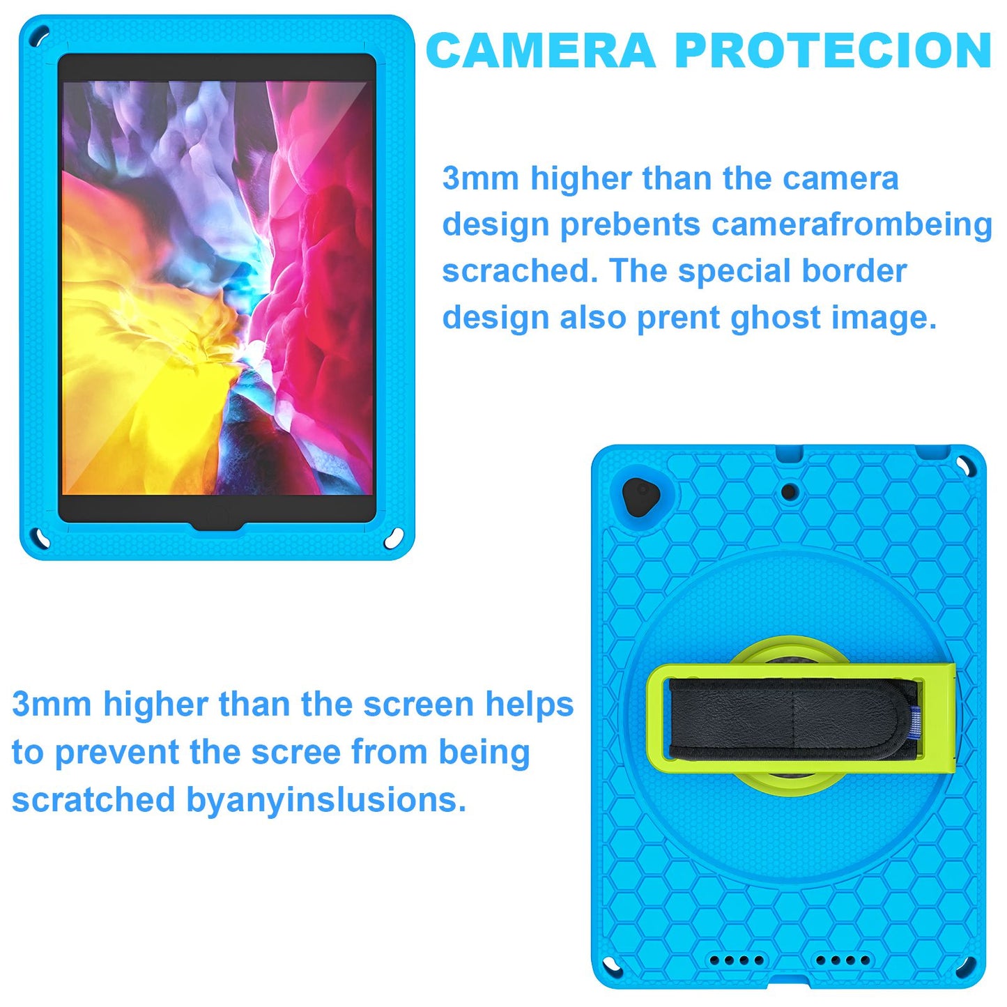For iPad 10.2 (2021) / (2020) / (2019) Rotary Kickstand Hand Strap EVA+PC Case Anti-drop Tablet Cover with Shoulder Strap