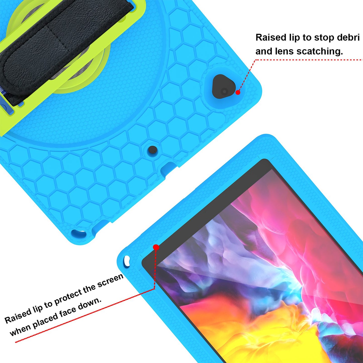 For iPad 10.2 (2021) / (2020) / (2019) Rotary Kickstand Hand Strap EVA+PC Case Anti-drop Tablet Cover with Shoulder Strap