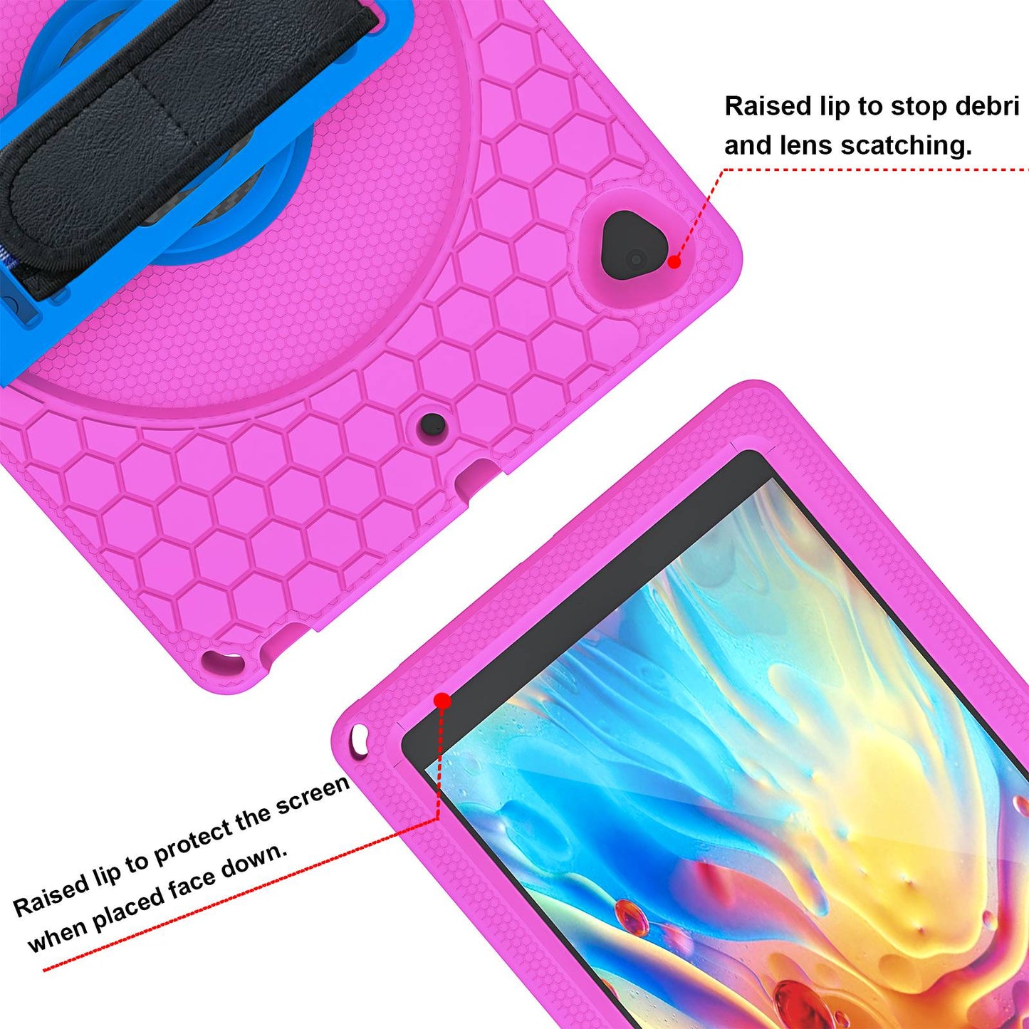 For iPad 10.2 (2021) / (2020) / (2019) Rotary Kickstand Hand Strap EVA+PC Case Anti-drop Tablet Cover with Shoulder Strap