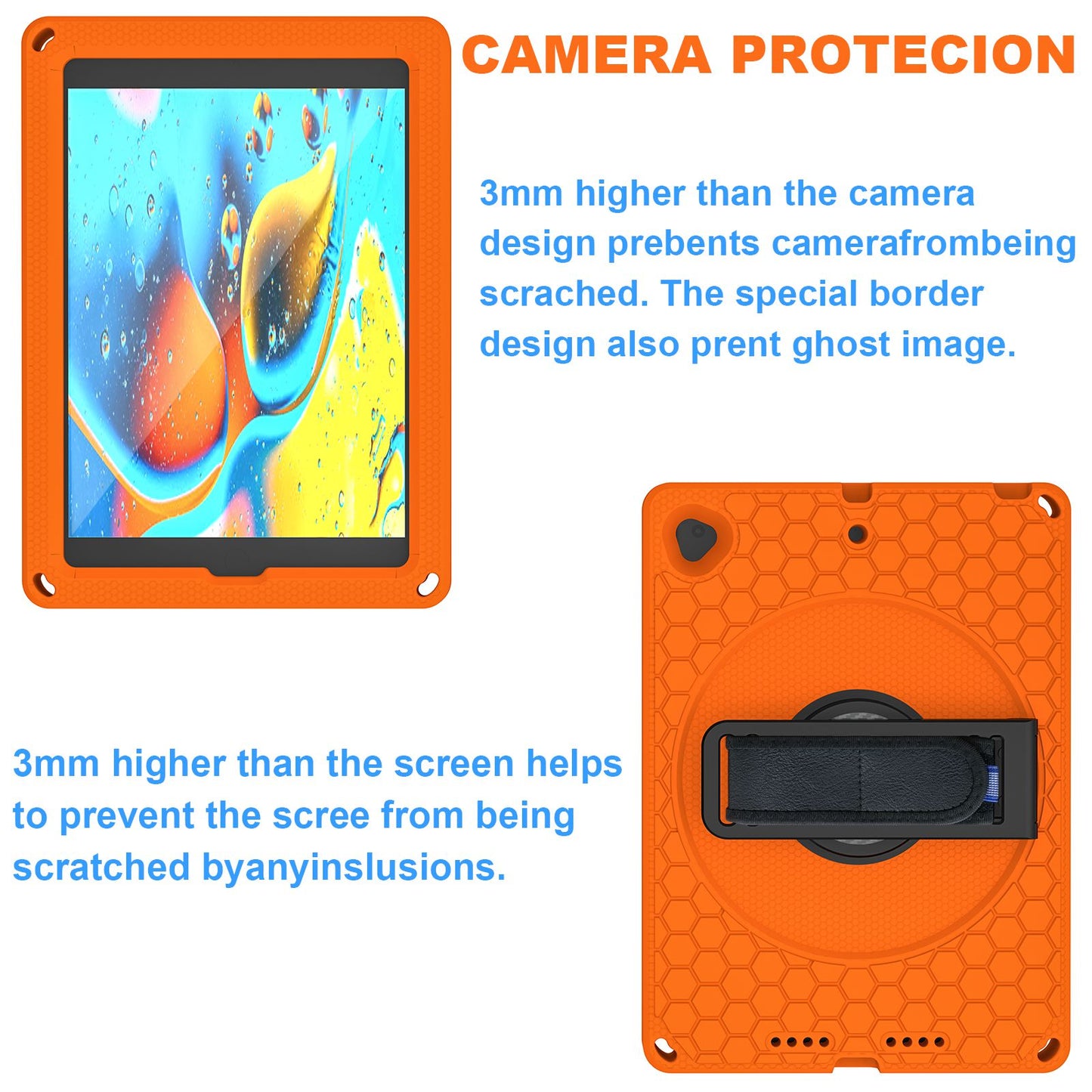 For iPad 10.2 (2021) / (2020) / (2019) Rotary Kickstand Hand Strap EVA+PC Case Anti-drop Tablet Cover with Shoulder Strap
